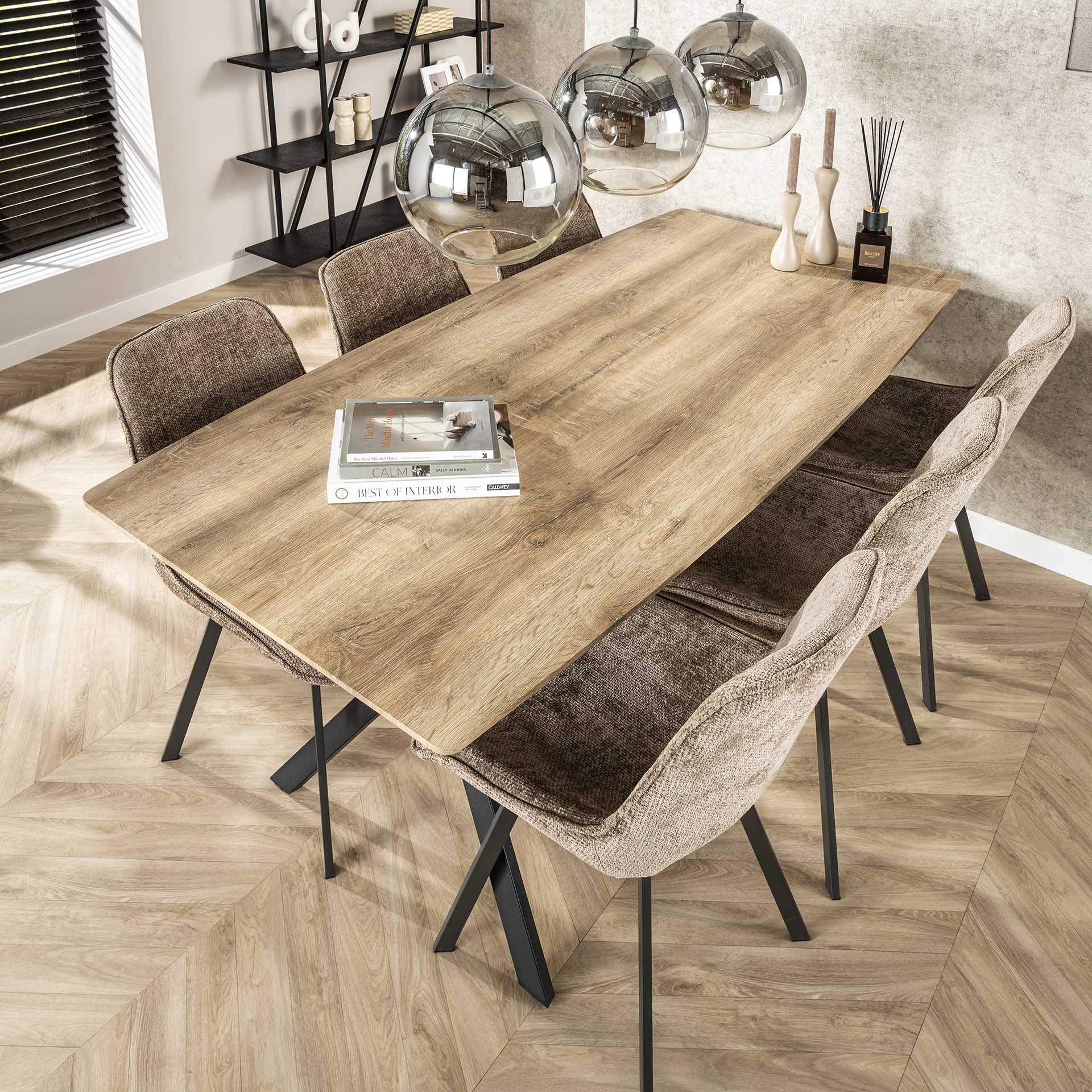 Eettafel River - Ovaal - MDF - 190 cm - Lichtbruin