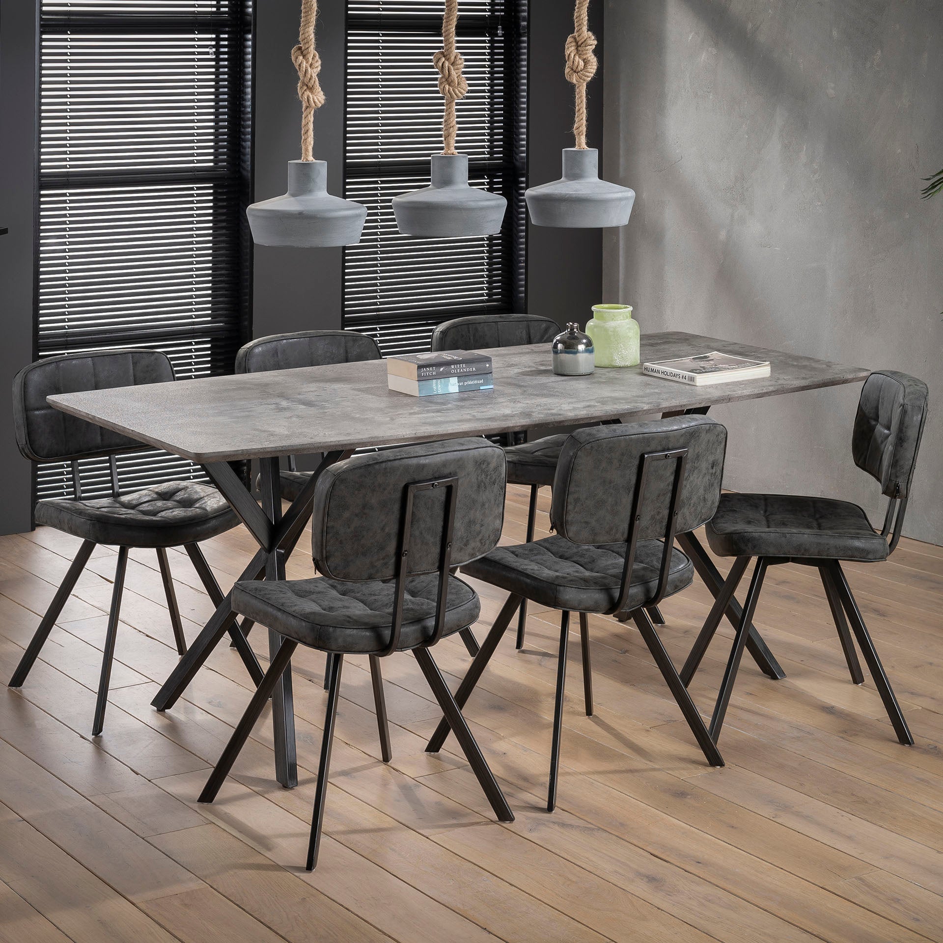 Eettafel River - Ovaal - MDF - 190 cm - Betonlook