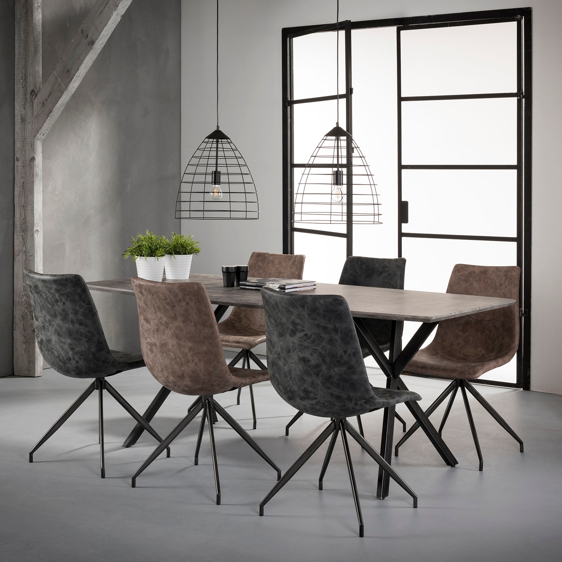 Eettafel River - Ovaal - MDF - 190 cm - Betonlook