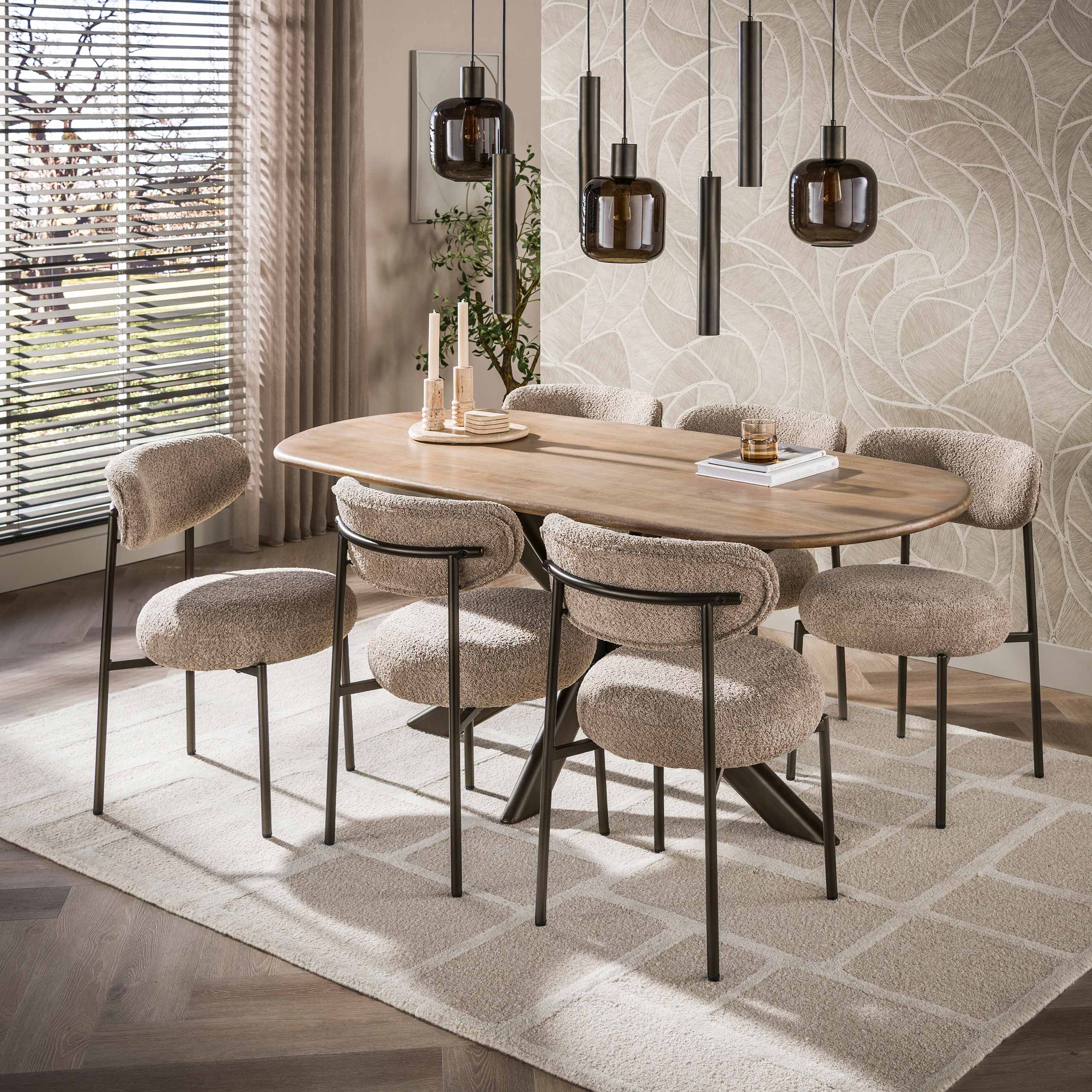 Eettafel Cavaro - Bruin - Mangohout - 180 cm - Deens Ovaal