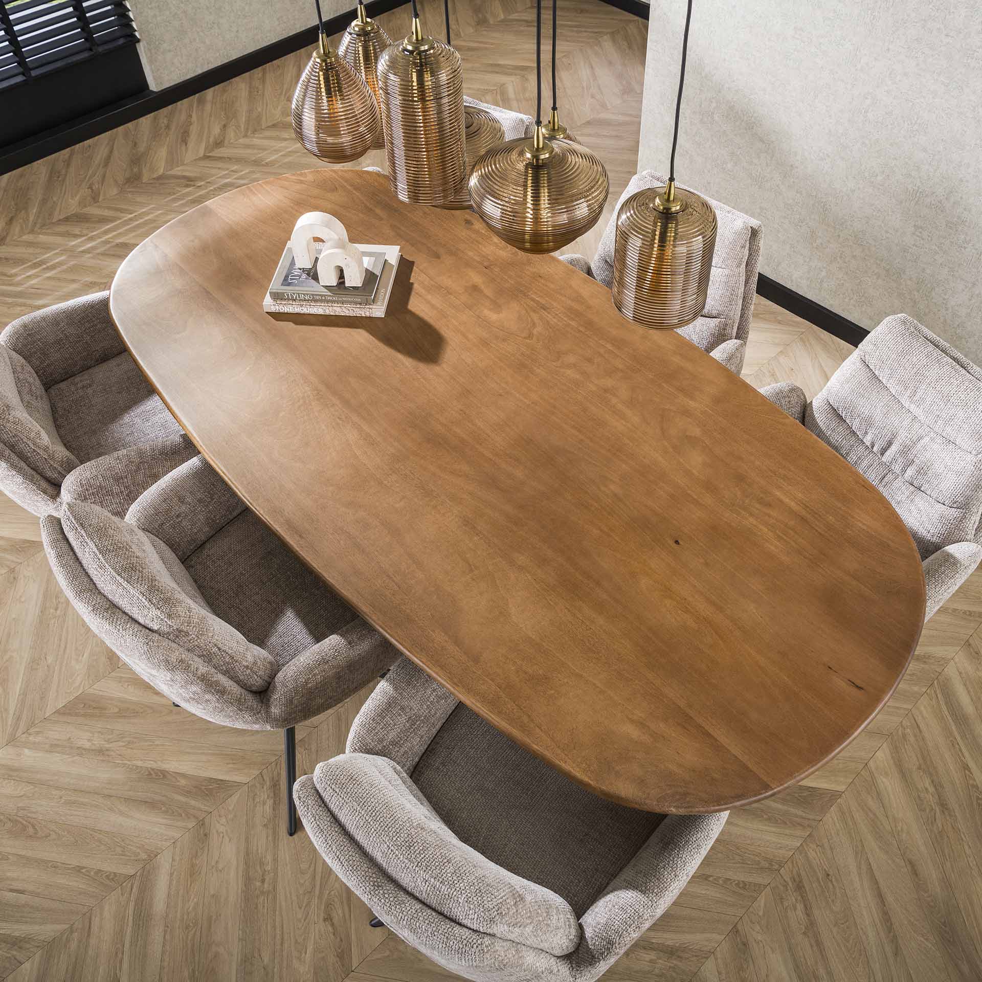 Eettafel Montaro - Bruin - Mangohout - 215 cm - Deens Ovaal
