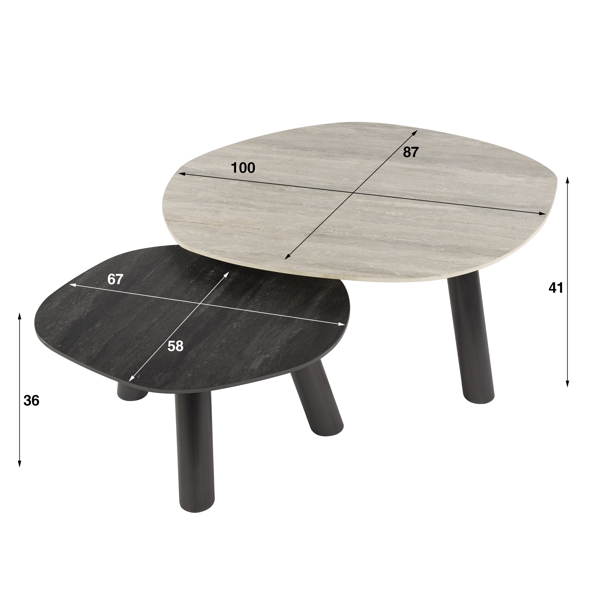 Salontafel Nuvra - Organisch - Keramisch Travertin - Set van 2