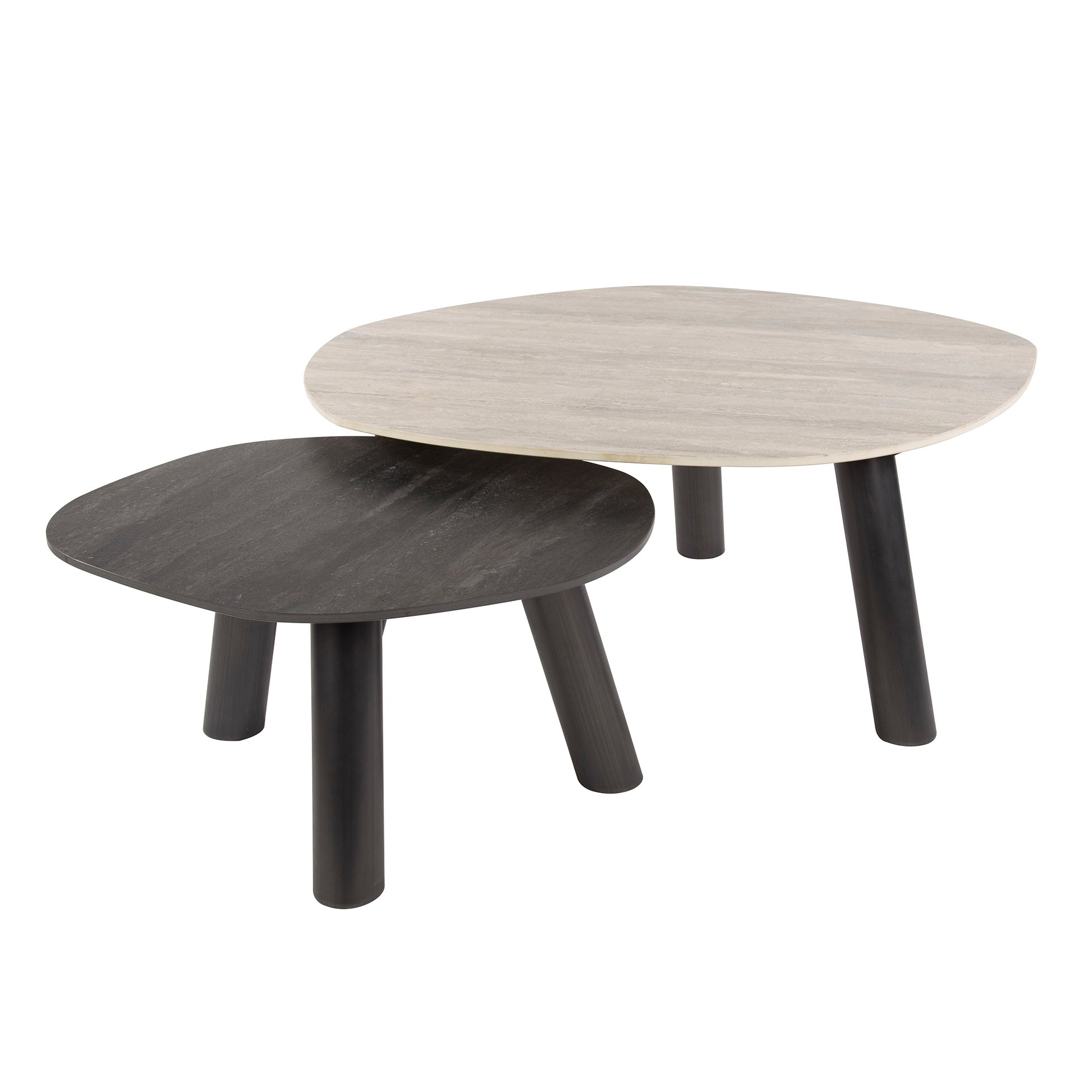 Salontafel Nuvra - Organisch - Keramisch Travertin - Set van 2