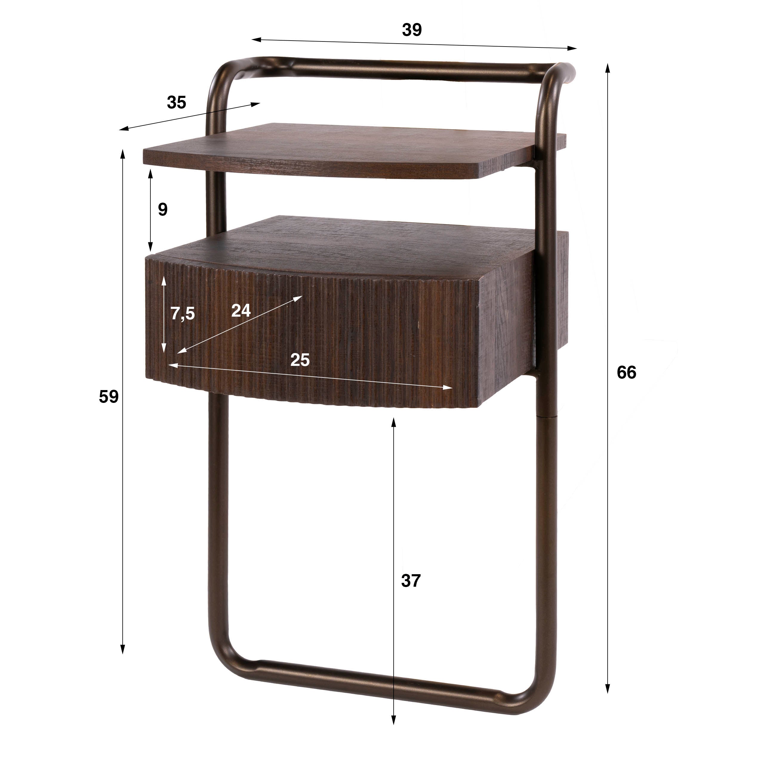 Nachtkastje Marvello - Brons - Staand