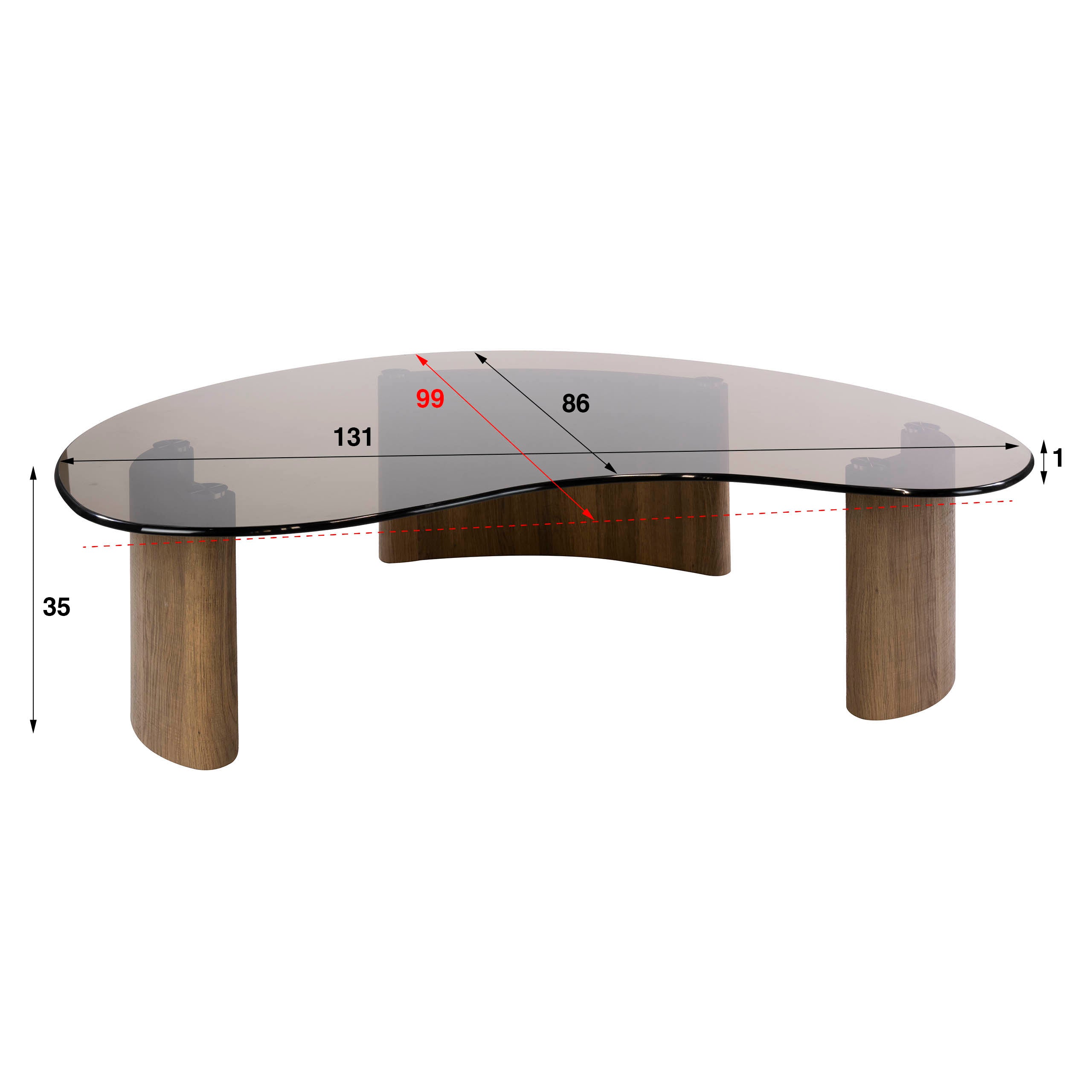 Salontafel Eleganza - Organisch - Brons Glas