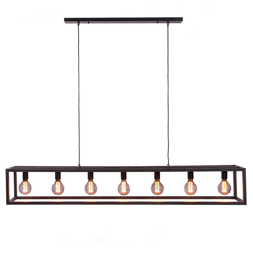 Hanglamp Orthrus - 7-lichts - Zwart - Metaal