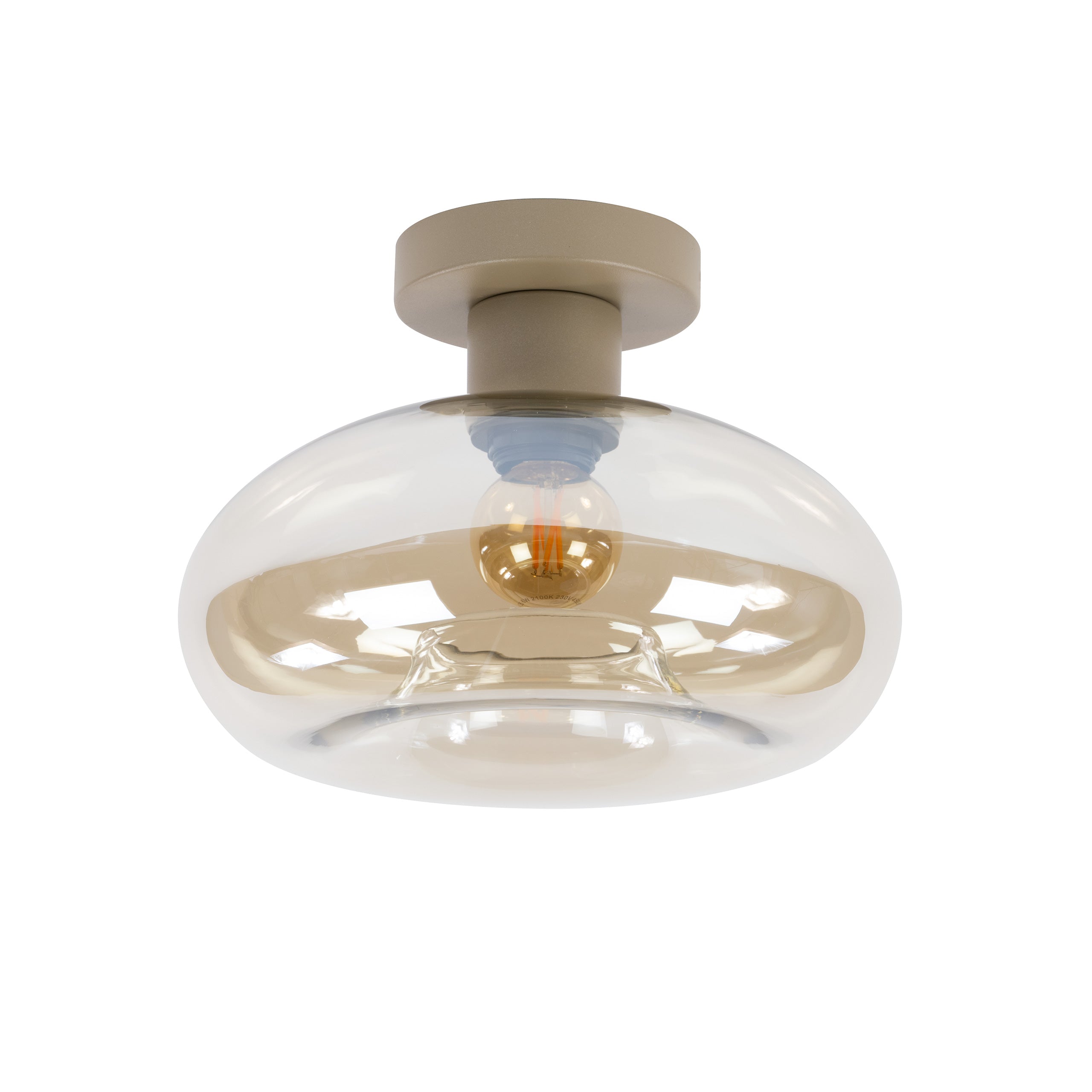 Plafondlamp Donut - 1-lichts - Beige - Amberglas