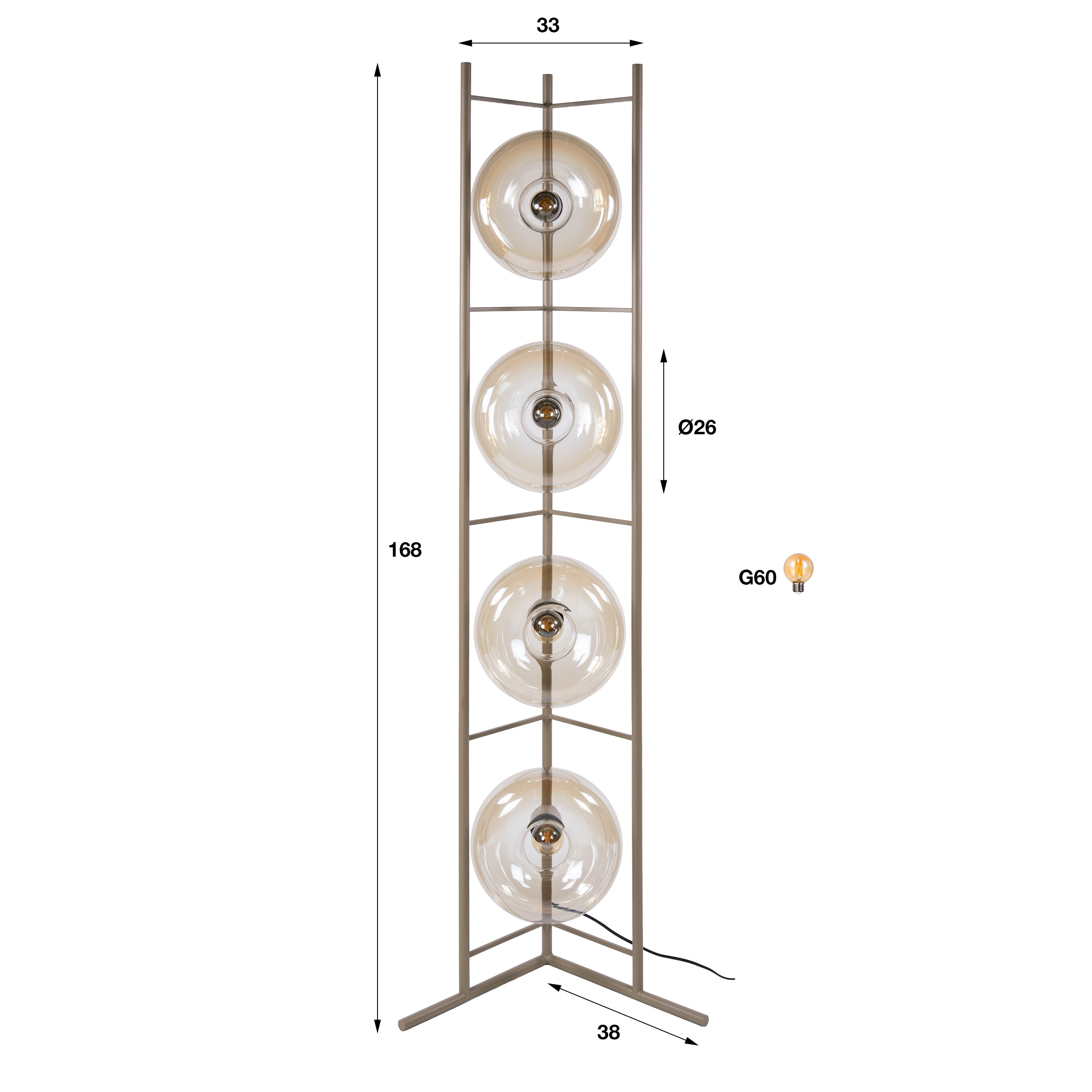 Vloerlamp Donut - Beige - Amberglas - 168 cm
