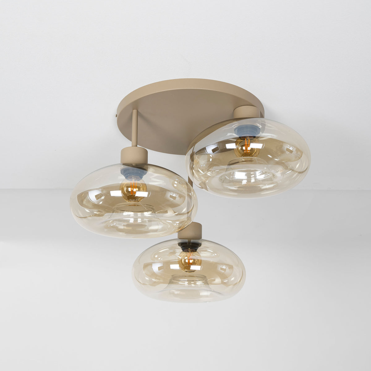 Plafondlamp Avelore - 2-lichts - Beige - Amberglas