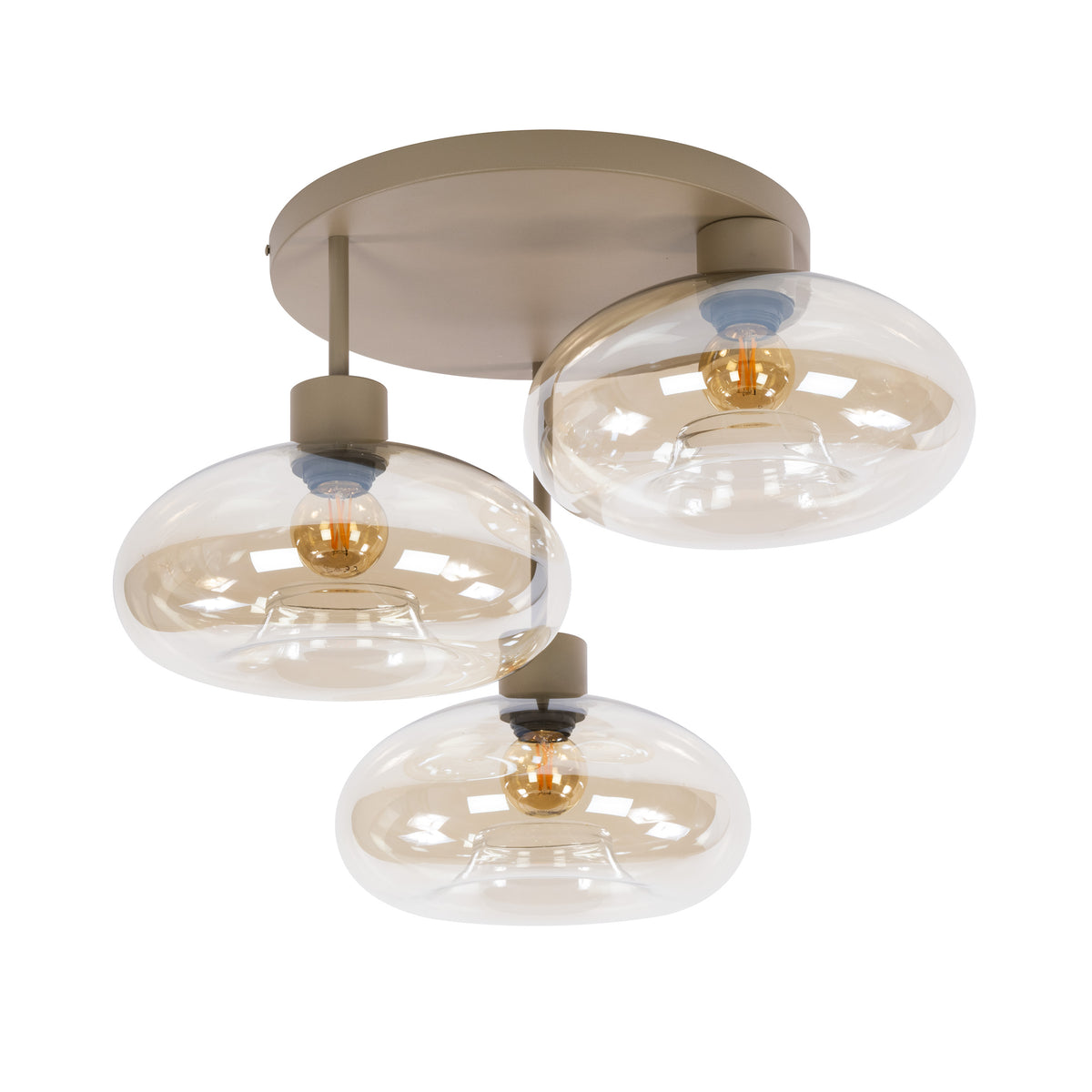 Plafondlamp Avelore - 2-lichts - Beige - Amberglas