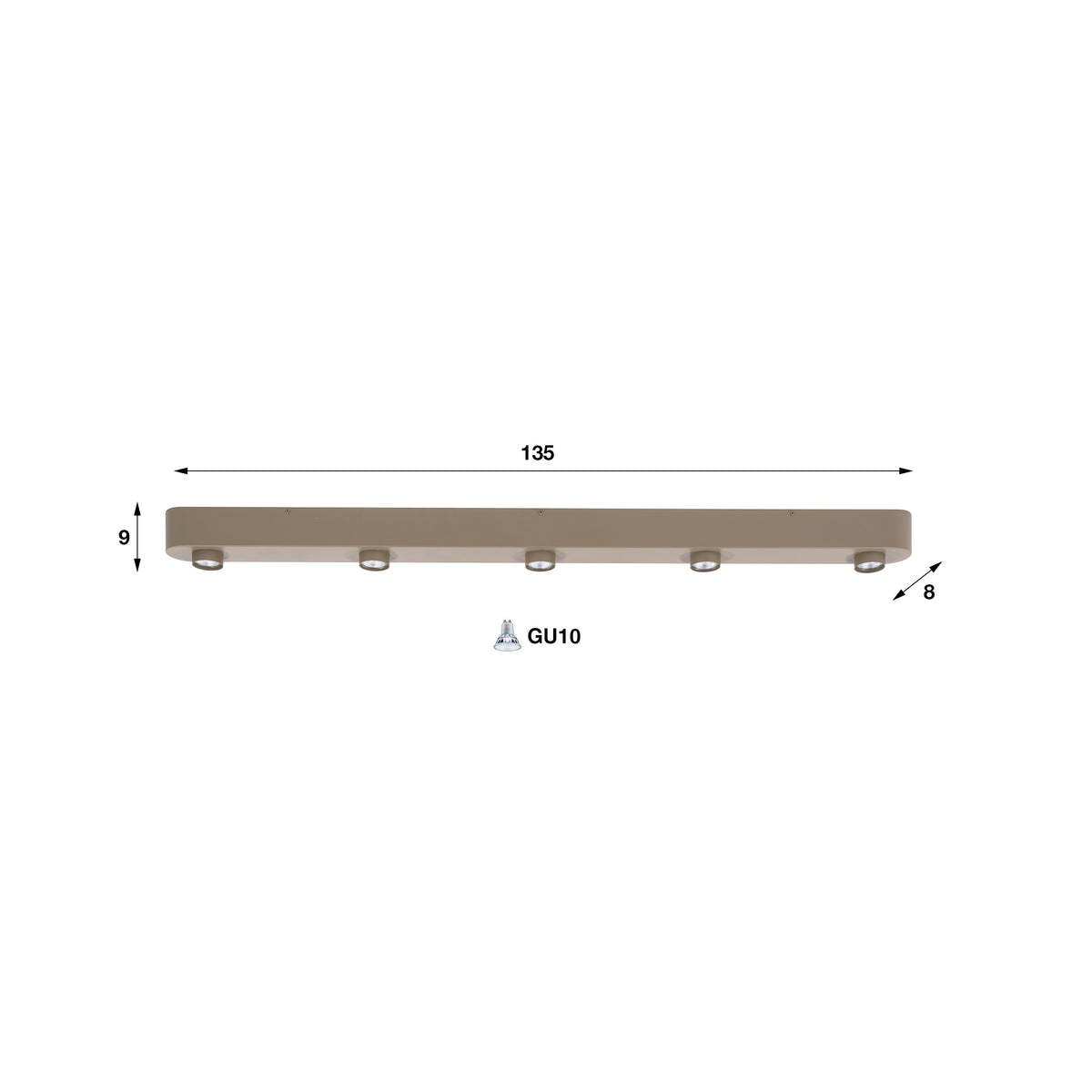 Plafondlamp Gusto - 5-lichts - Beige - Metaal - 135 cm