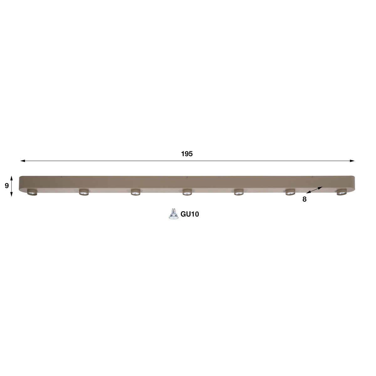 Plafondlamp Gusto - 7-lichts - Beige - Metaal - 195 cm