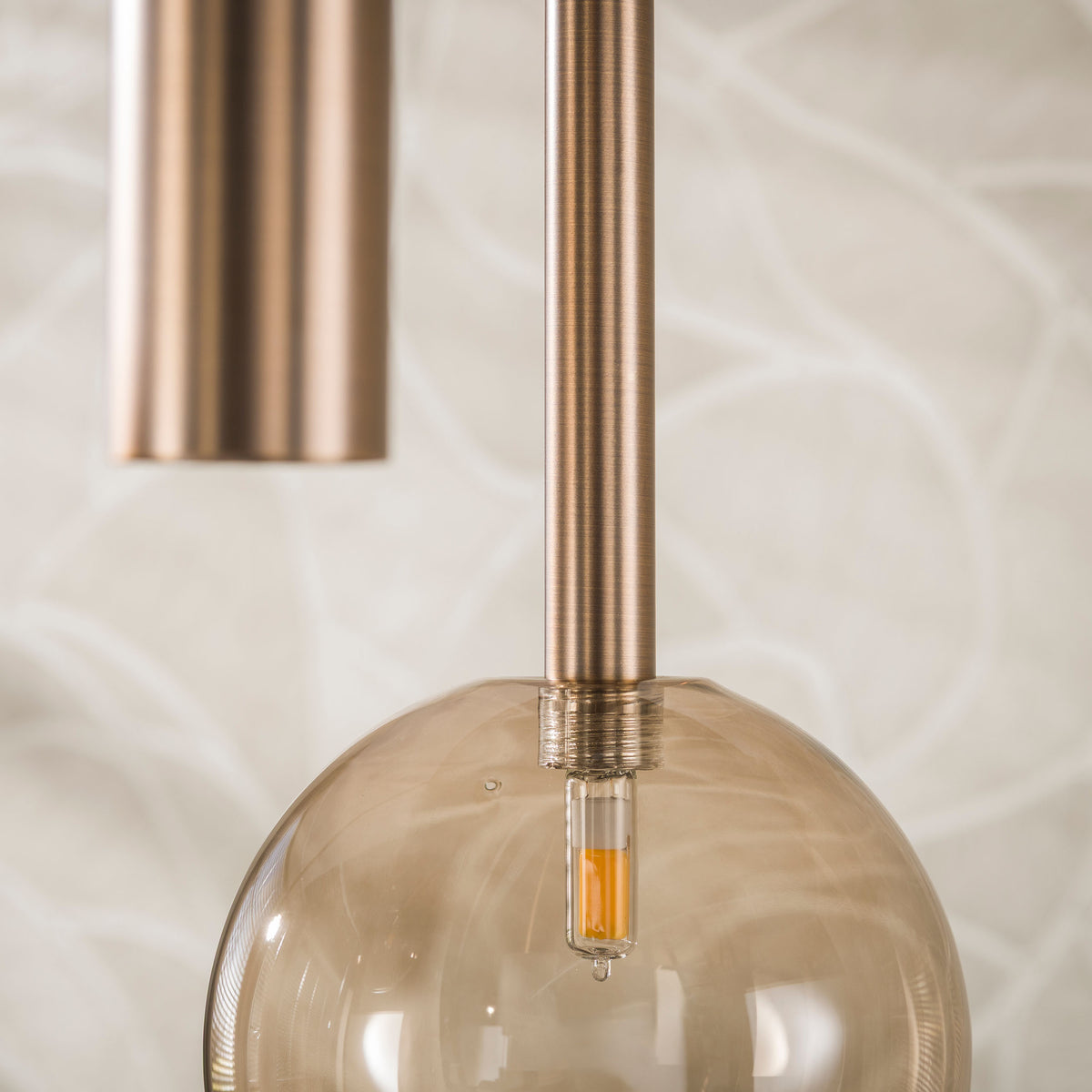Hanglamp Marella 5-lichts Brons Amberglas Getrapt Met Spots aanzicht 4 Meubelista