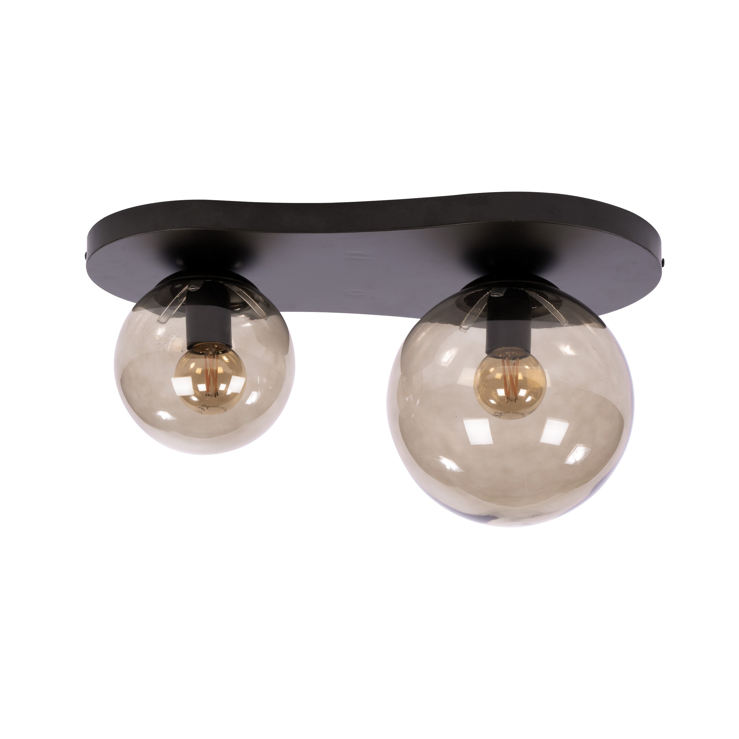 Plafondlamp Savi - 2-lichts - Brons - Amberglas