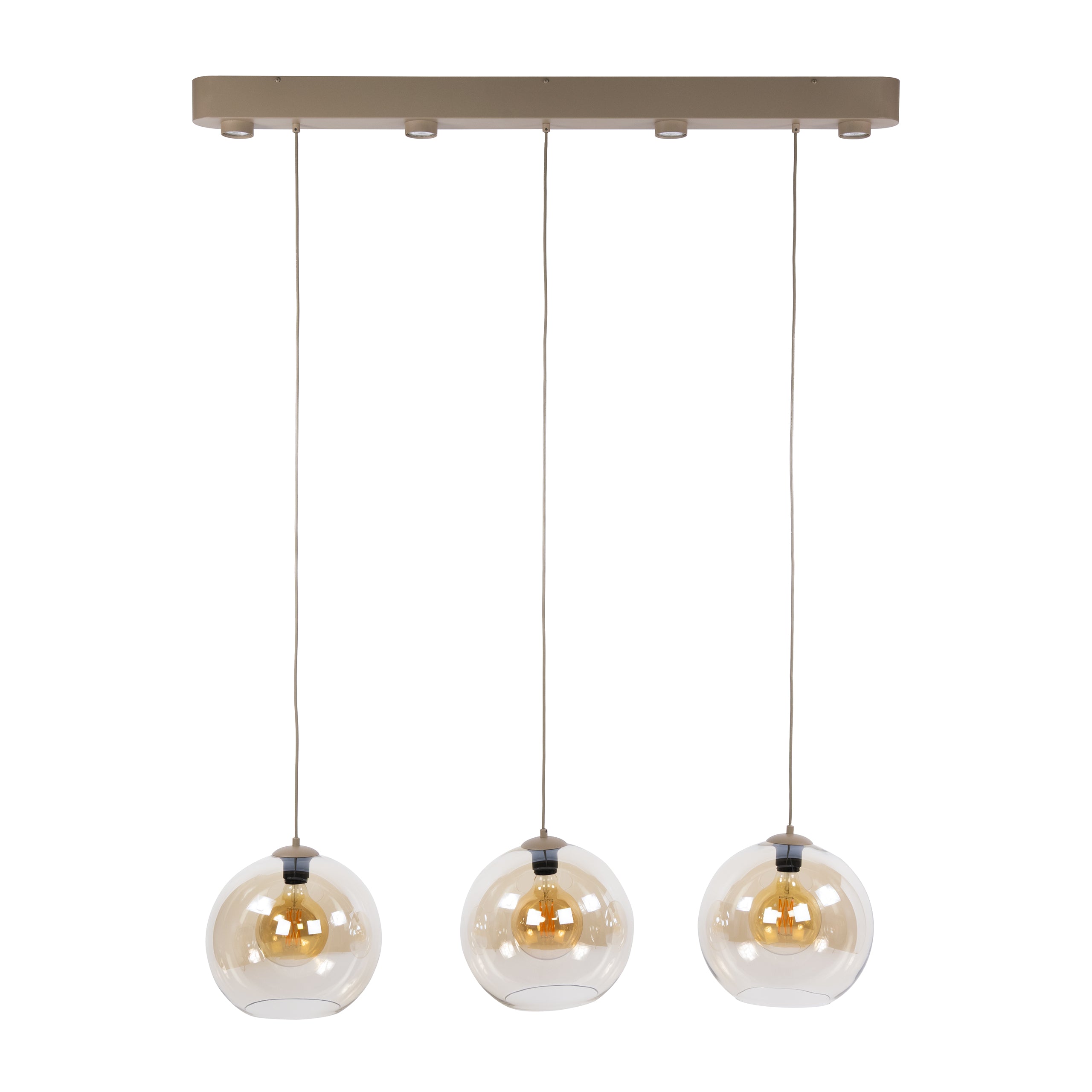 Hanglamp Eloa - 3-lichts - Beige - Amberglas - Met Spots