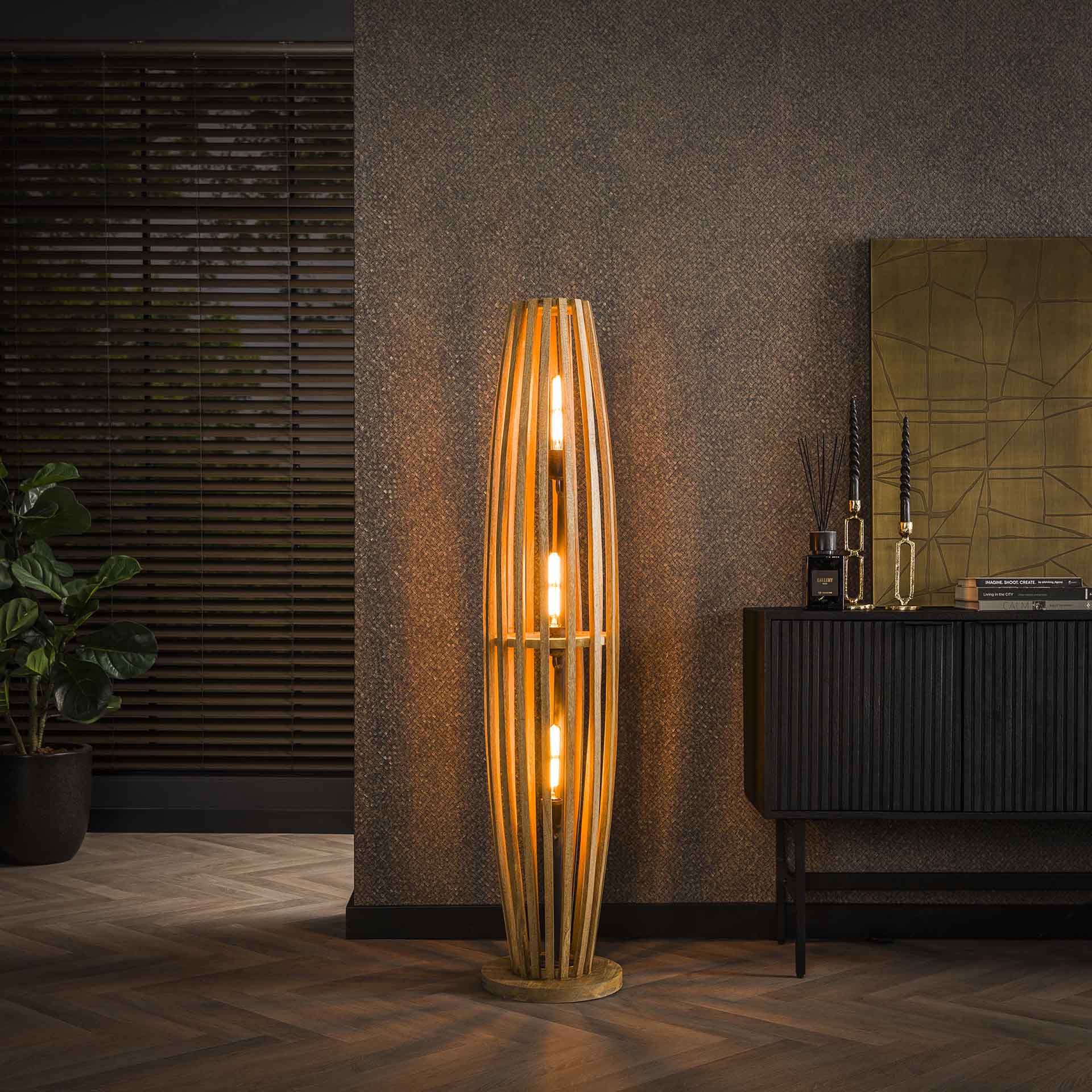 Vloerlamp Orion - Bruin - Mangohout - 145 cm