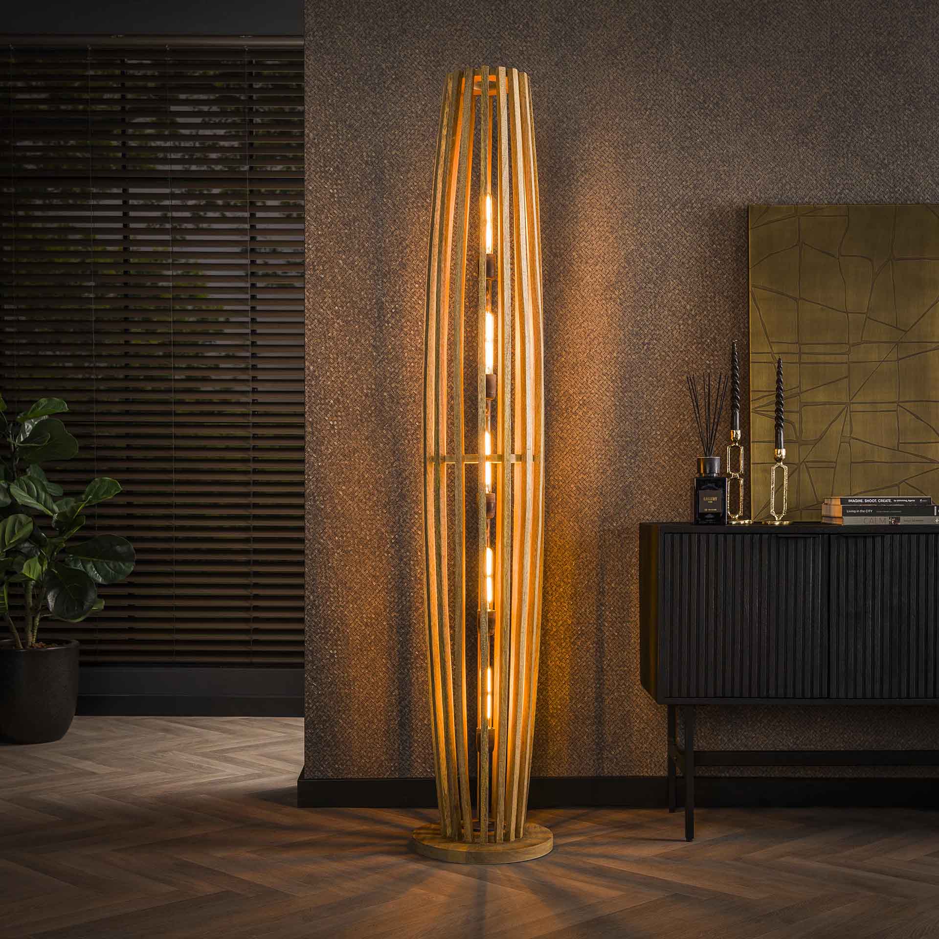 Vloerlamp Orion - Bruin - Mangohout - 190 cm