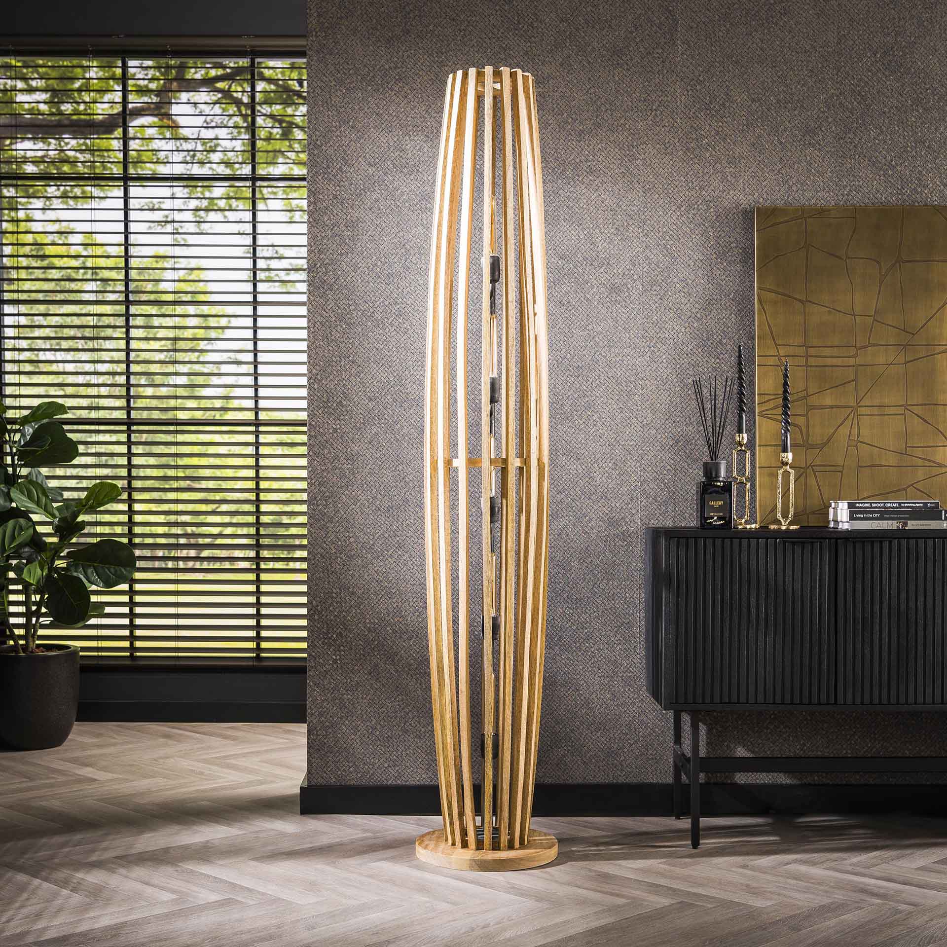 Vloerlamp Orion - Bruin - Mangohout - 190 cm