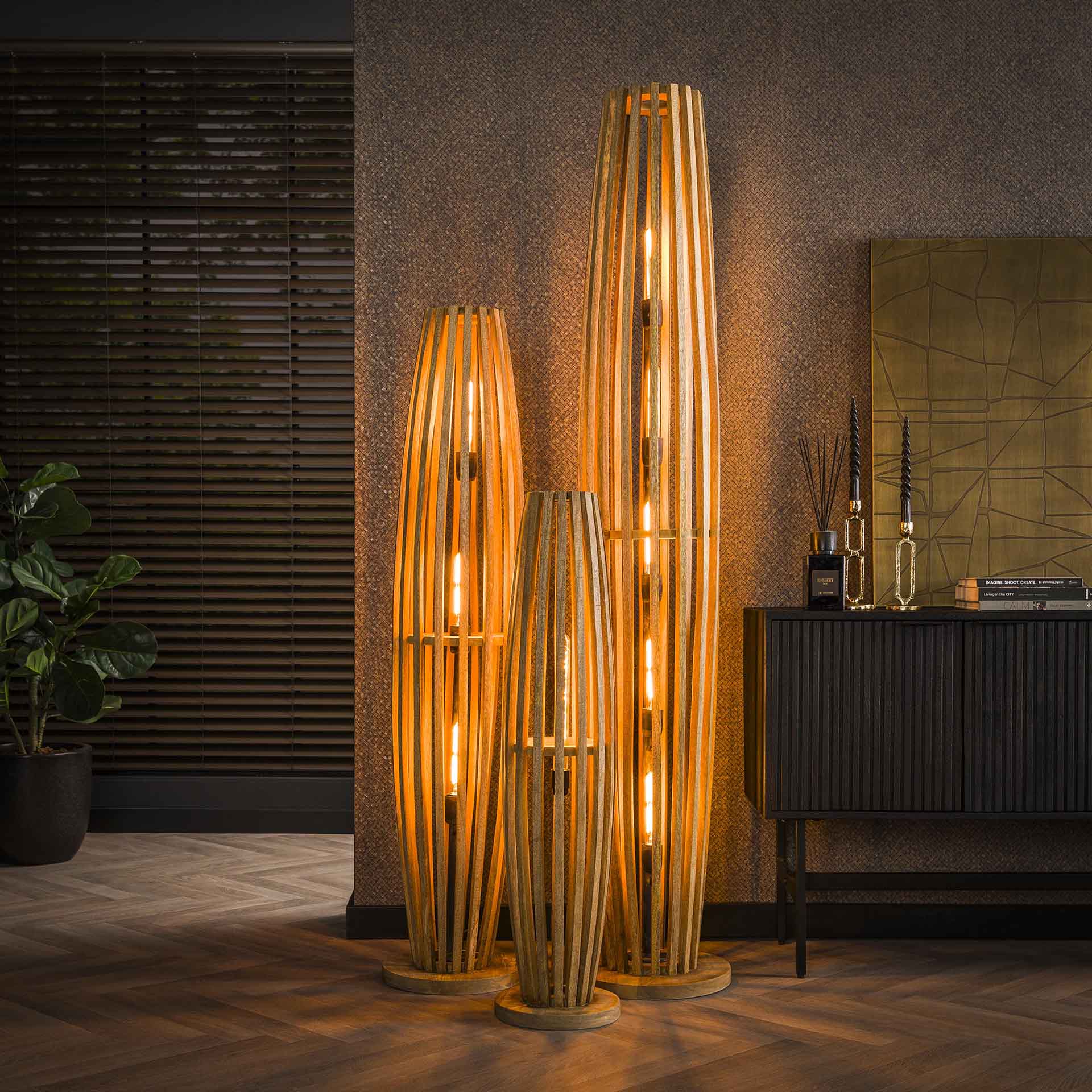 Vloerlamp Orion - Bruin - Mangohout - 190 cm