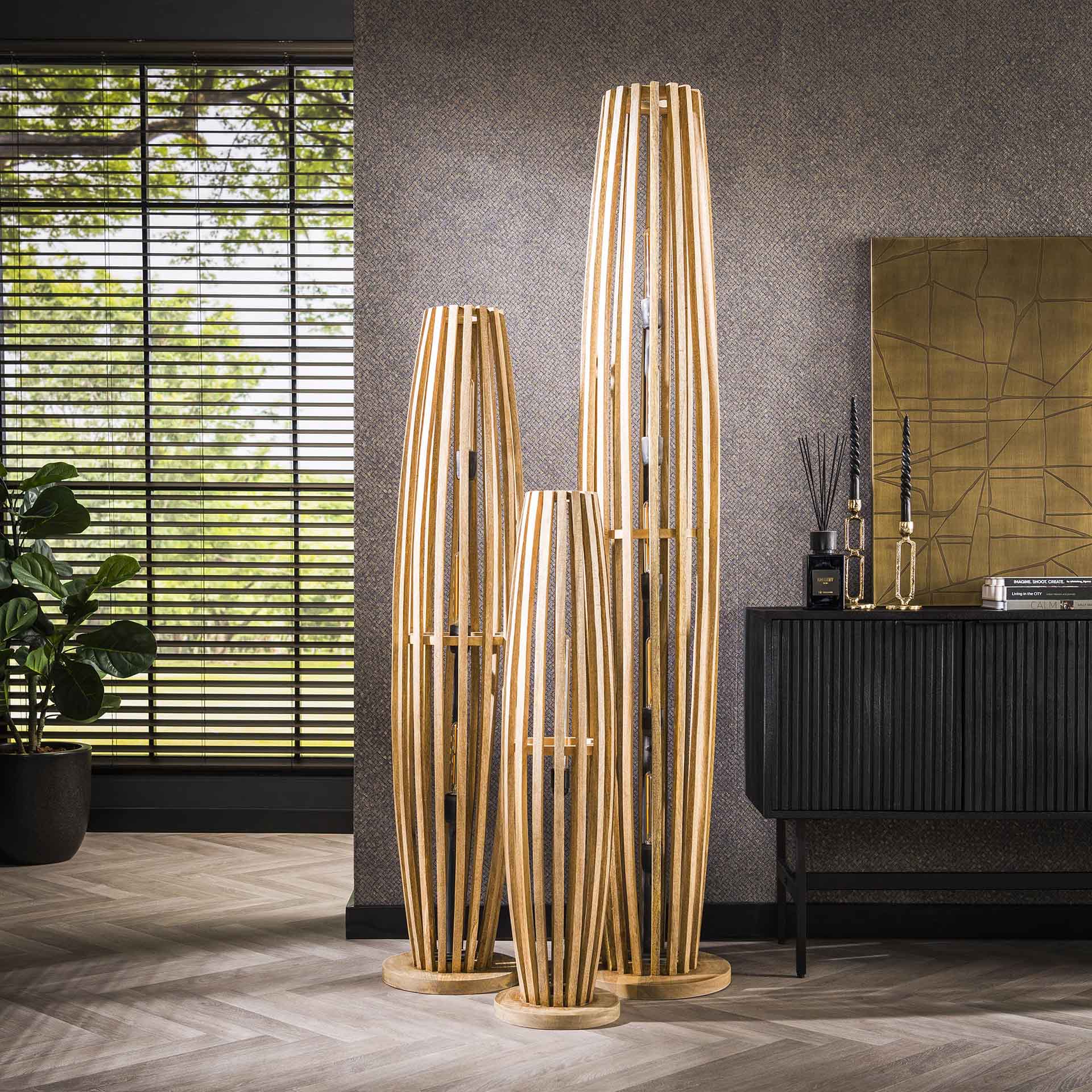Vloerlamp Orion - Bruin - Mangohout - 190 cm