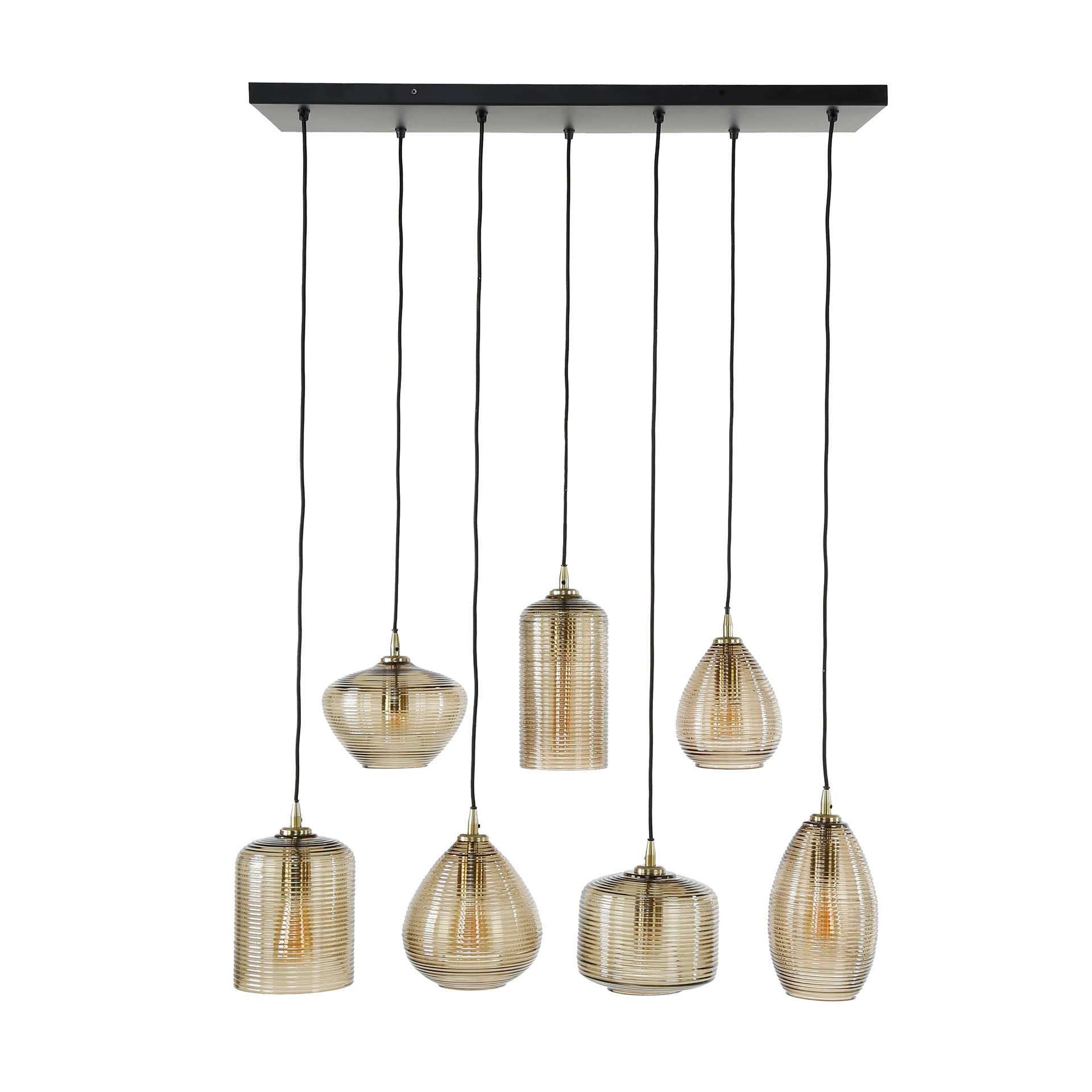 Hanglamp Arlo - 7-lichts - Amberkleurig - Glas