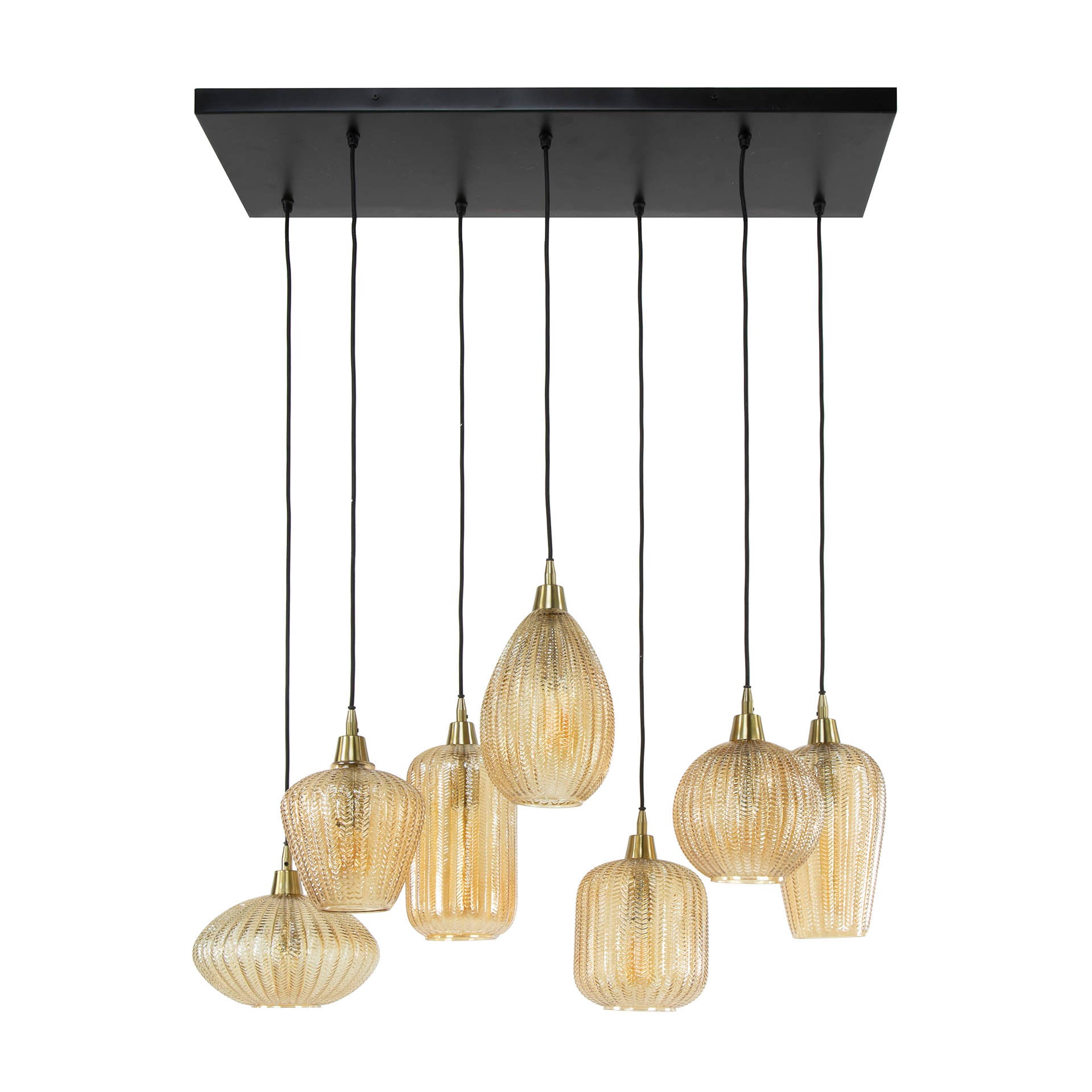 Hanglamp Elio - 7-lichts - Amberkleurig - Glas