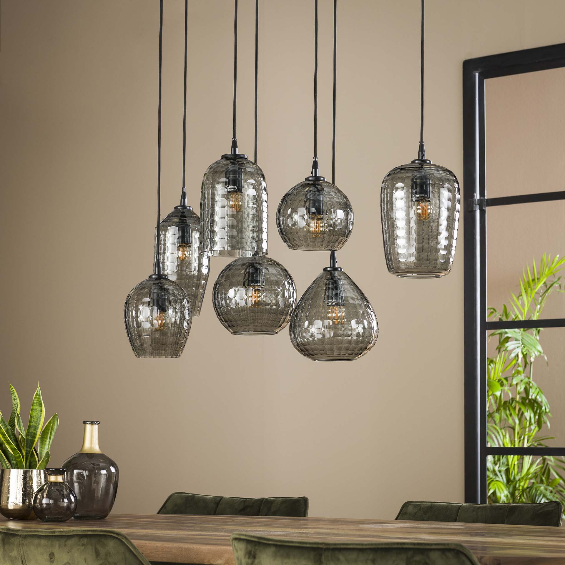 Hanglamp Sky - 7-lichts - Smoke - Glas