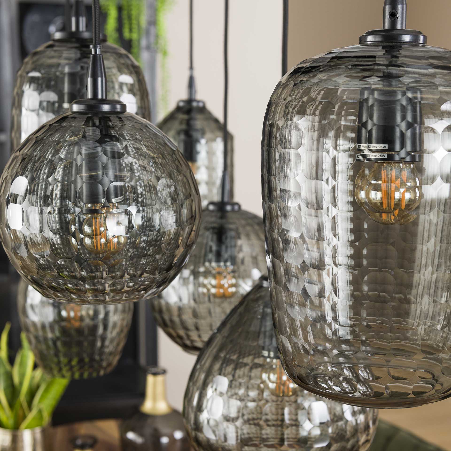 Hanglamp Sky - 7-lichts - Smoke - Glas