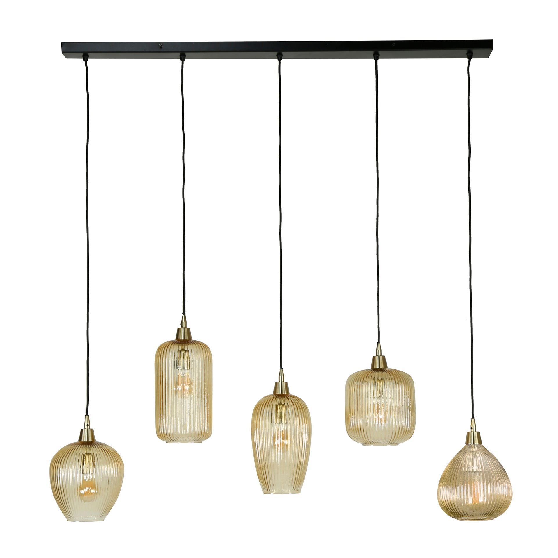 Hanglamp Delia - 5-lichts - Amberkleurig - Glas