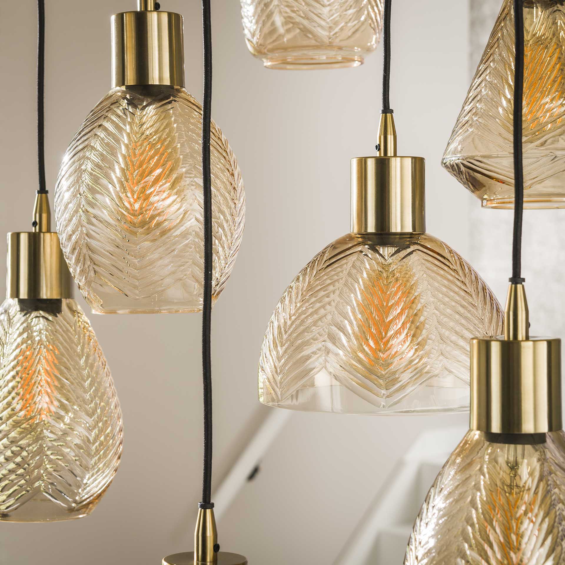 Hanglamp Cascade - 9-lichts - Amberkleurig - Glas