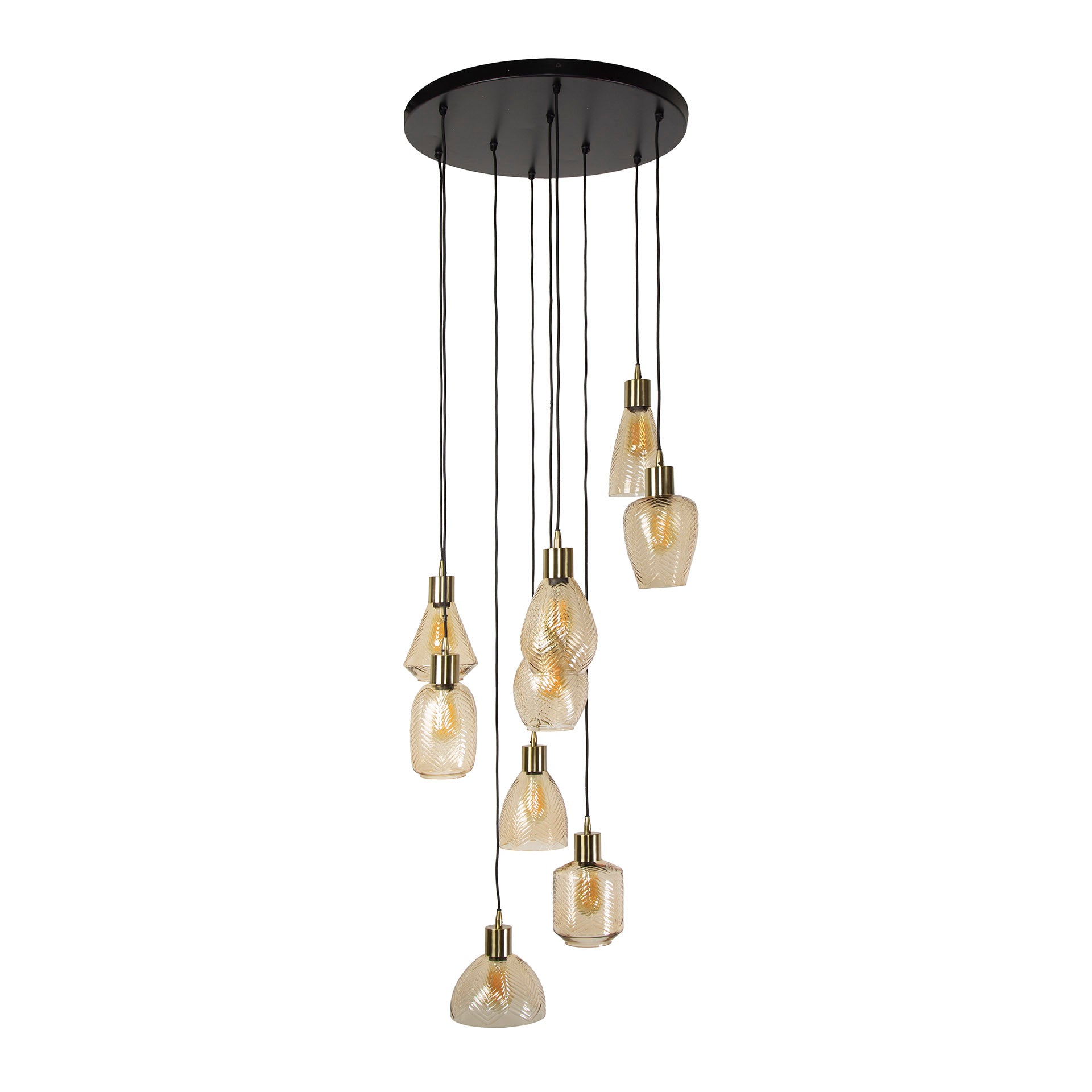 Hanglamp Cascade - 9-lichts - Amberkleurig - Glas