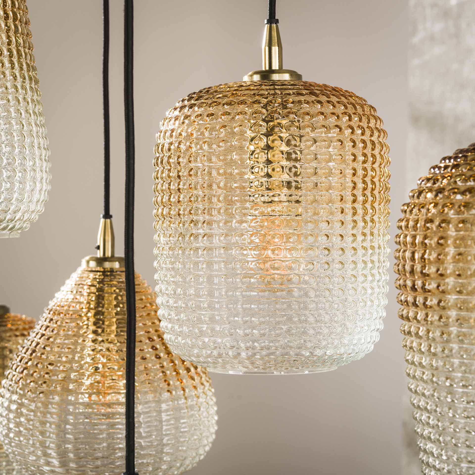 Hanglamp Cocoon - 9-lichts - Amberkleurig - Glas