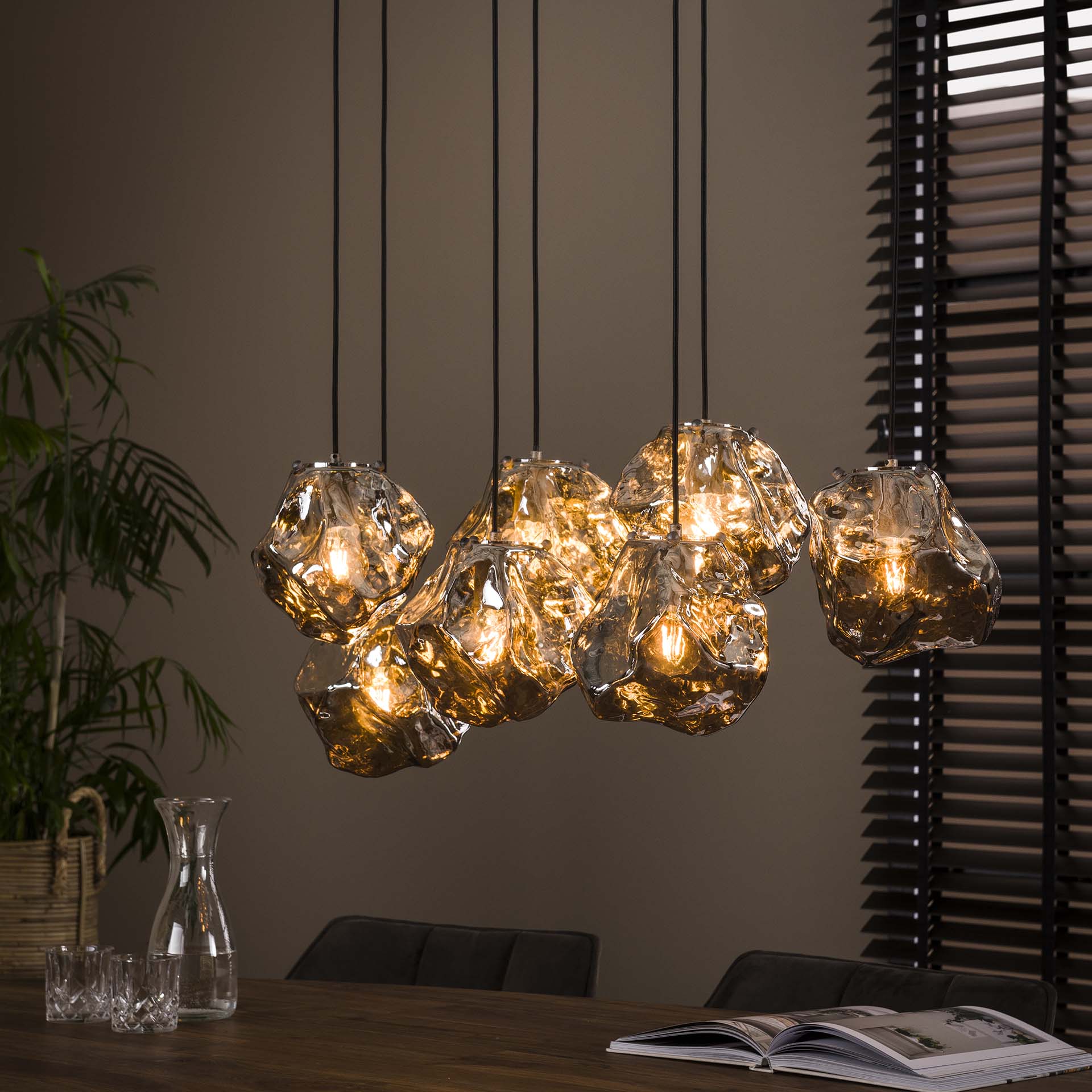 Hanglamp Louis - 7-lichts - Chrome - Glas