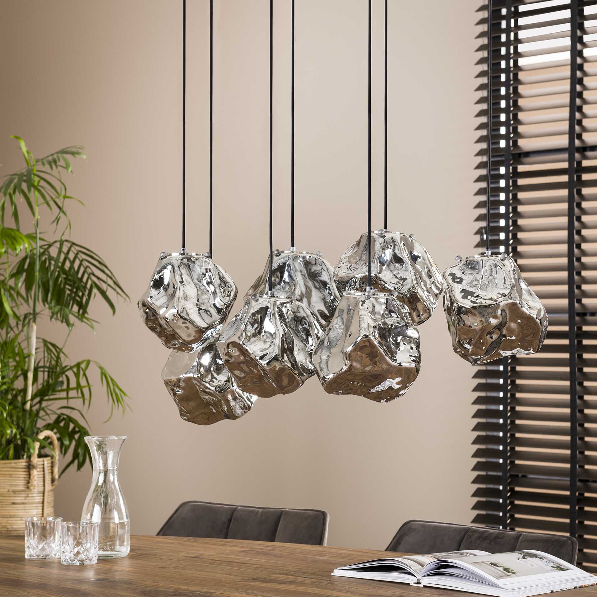 Hanglamp Louis - 7-lichts - Chrome - Glas