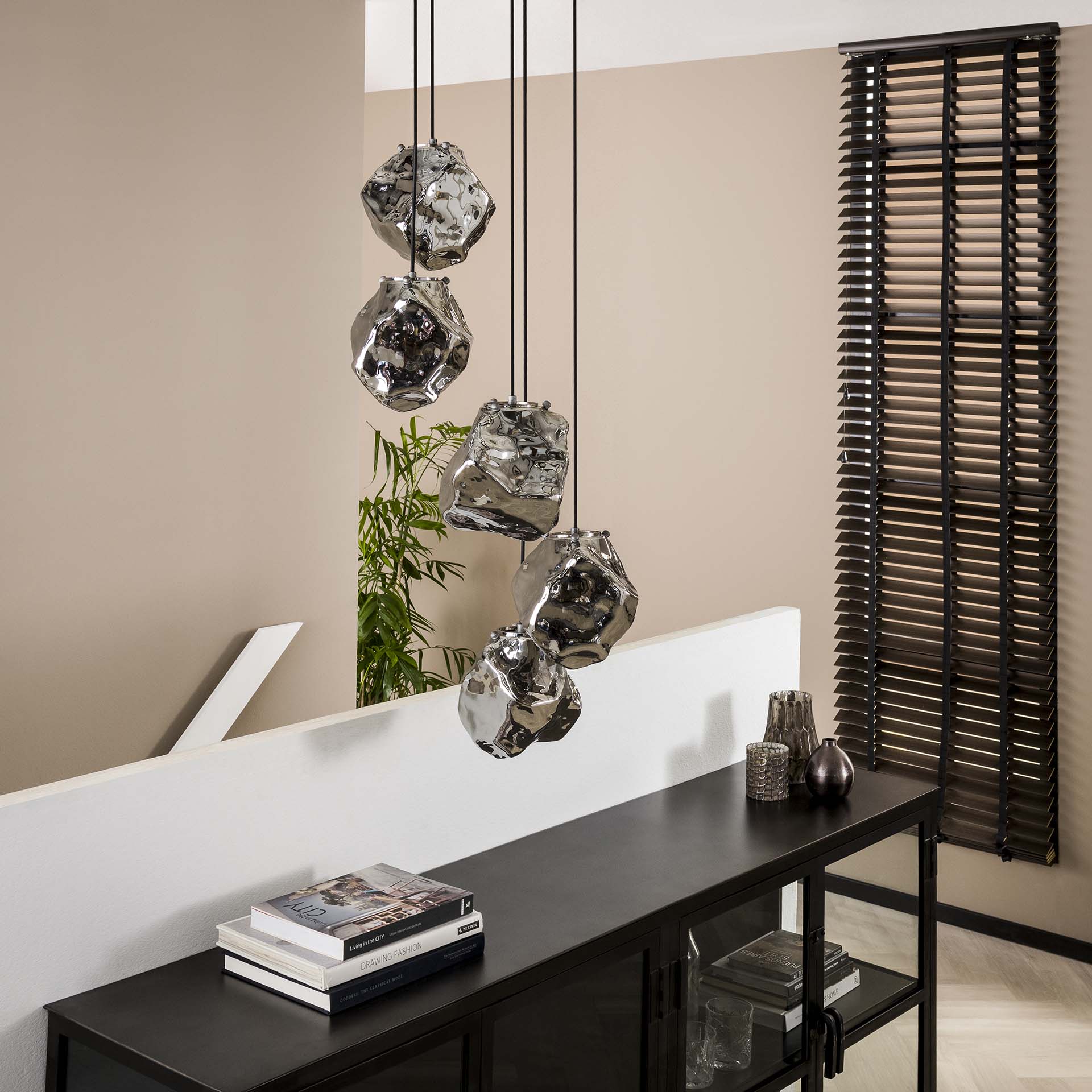 Hanglamp Louis - 5-lichts - Chrome - Glas