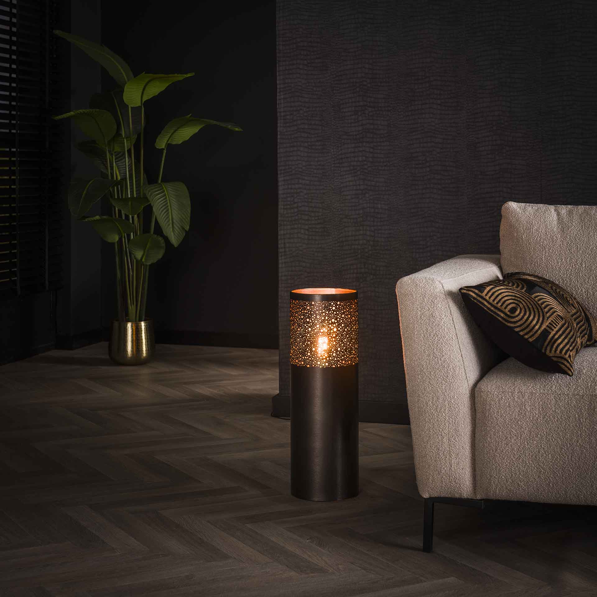 Vloerlamp Knox - Zwart Nikkel - Metaal