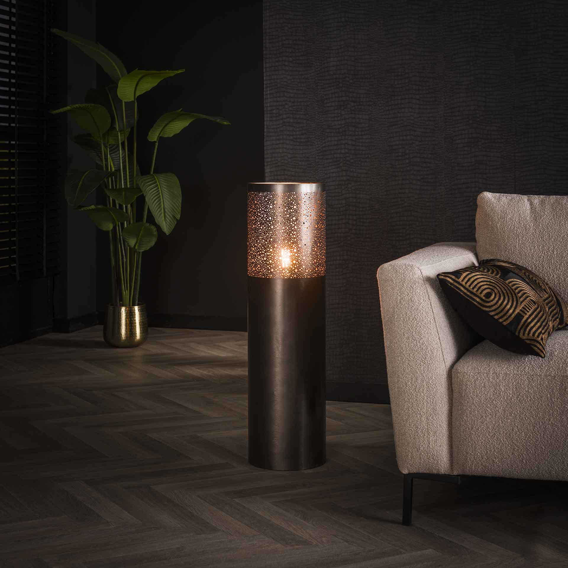 Vloerlamp Jett - Zwart Nikkel - Metaal