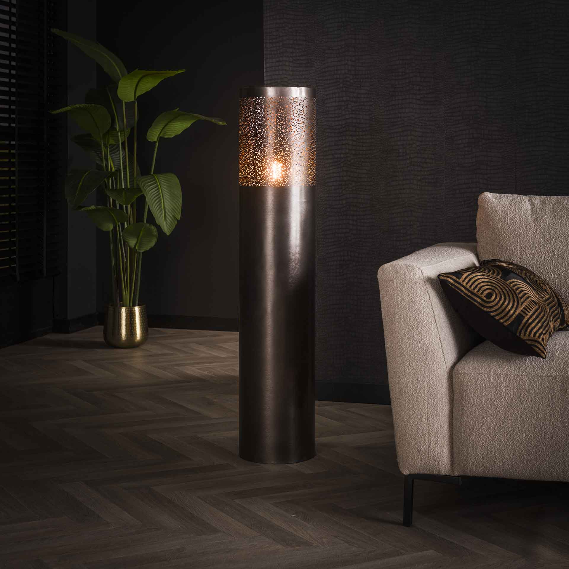 Vloerlamp Ryder - Zwart Nikkel - Metaal