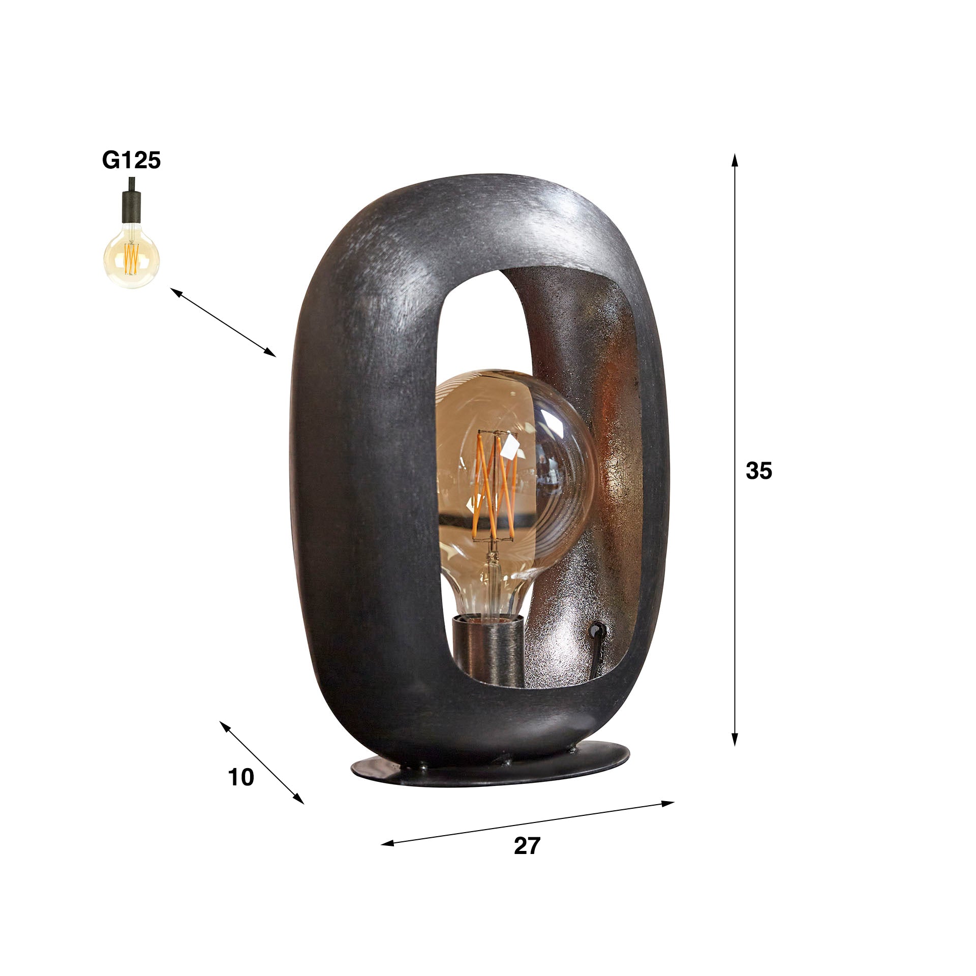Tafellamp Wave - Zwart Nikkel - Metaal - 35 cm