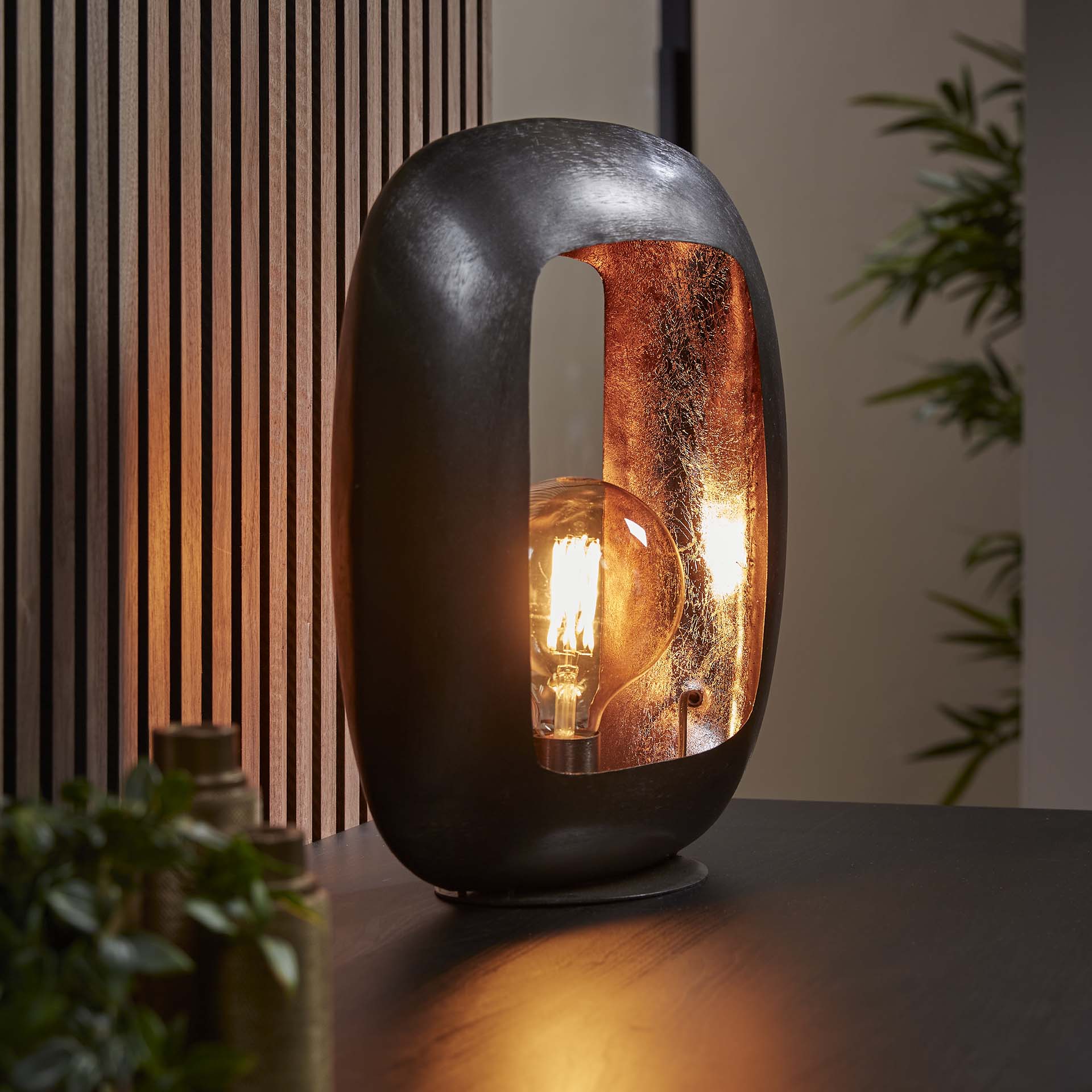 Tafellamp Wave - Zwart Nikkel - Metaal - 44 cm