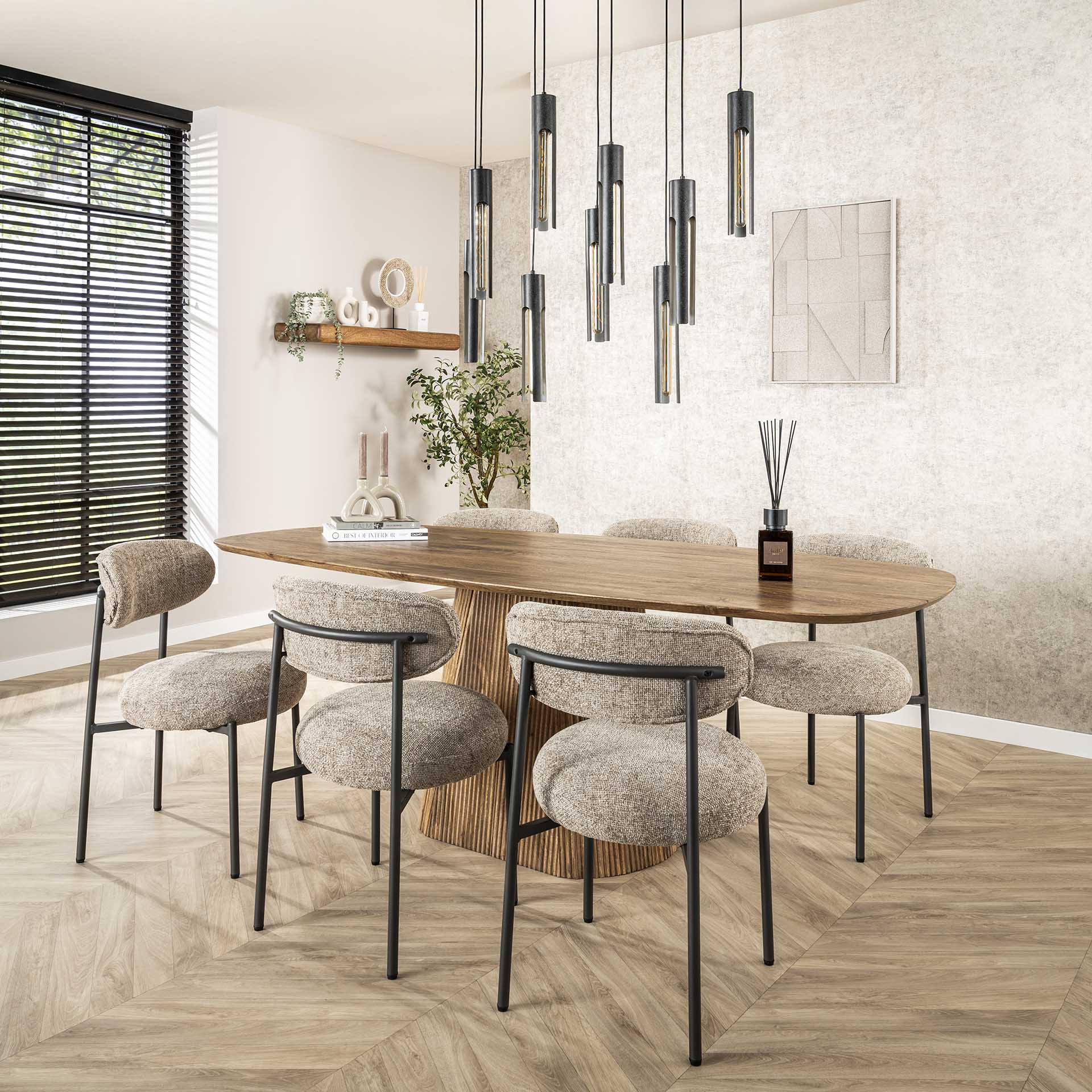 Hanglamp Lumen - 9-lichts - Zwart - Metaal