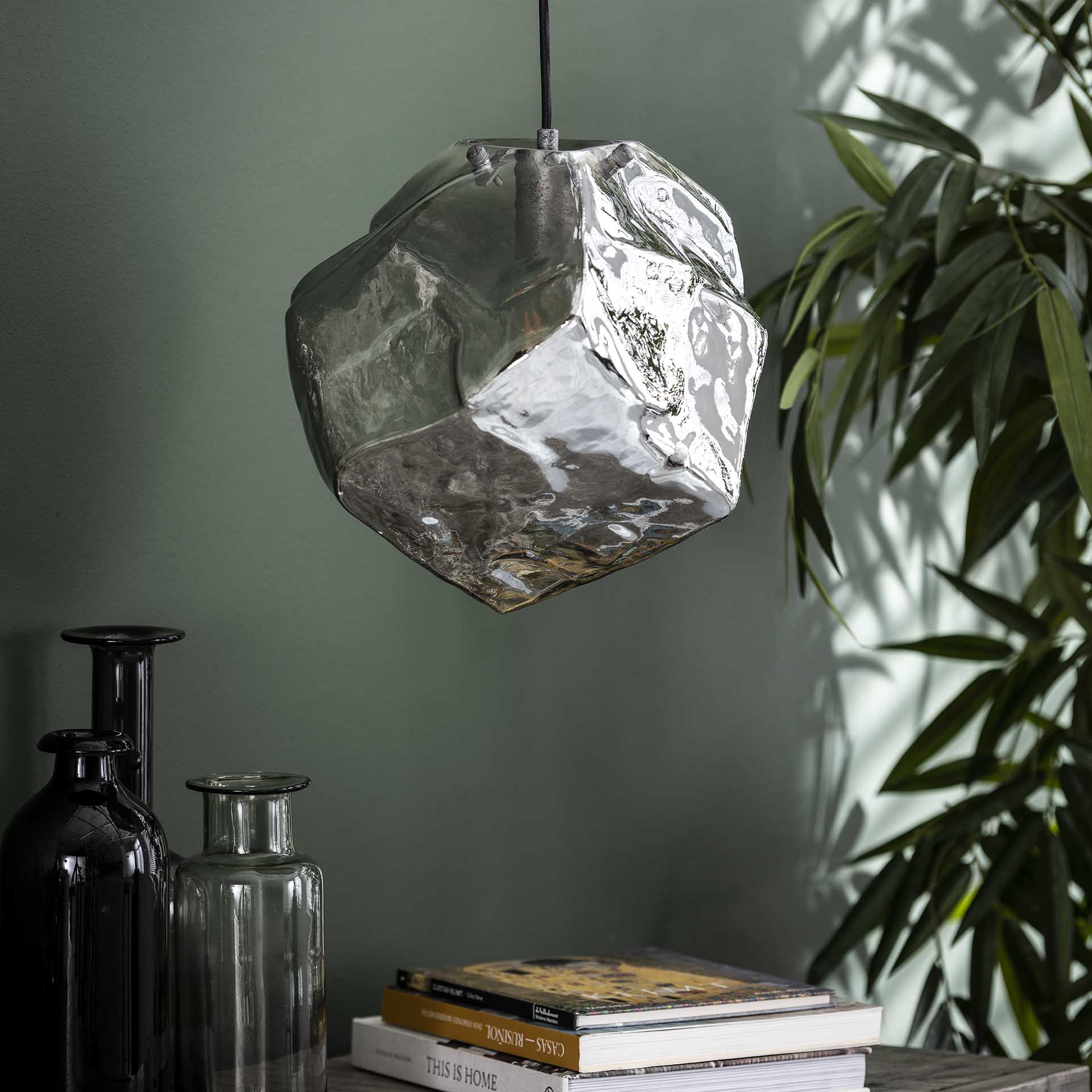 Hanglamp Louis - 1-lichts - Chrome - Glas