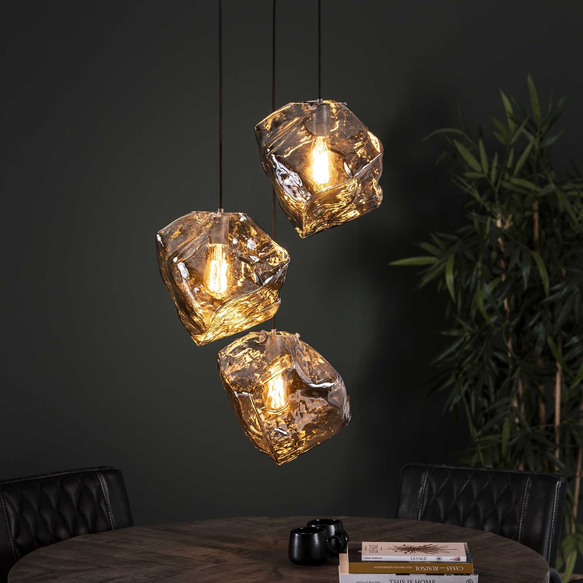 Hanglamp Louis - 3-lichts - Chrome - Glas