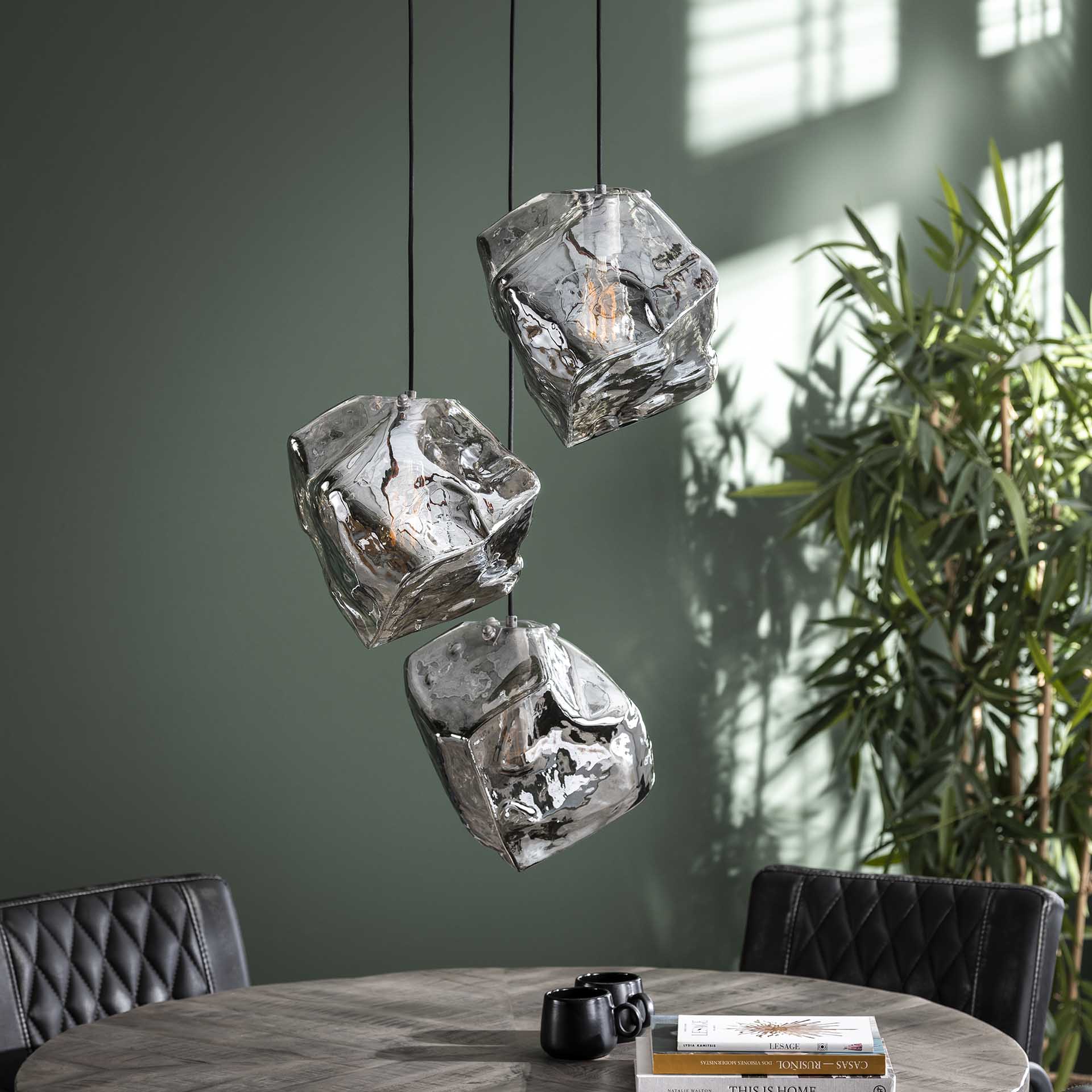 Hanglamp Louis - 3-lichts - Chrome - Glas