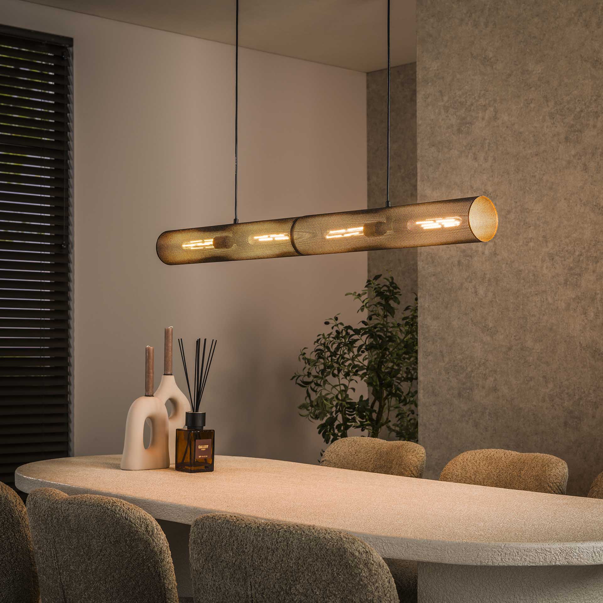 Hanglamp Lattice - 4-lichts - Zwart - Mesh