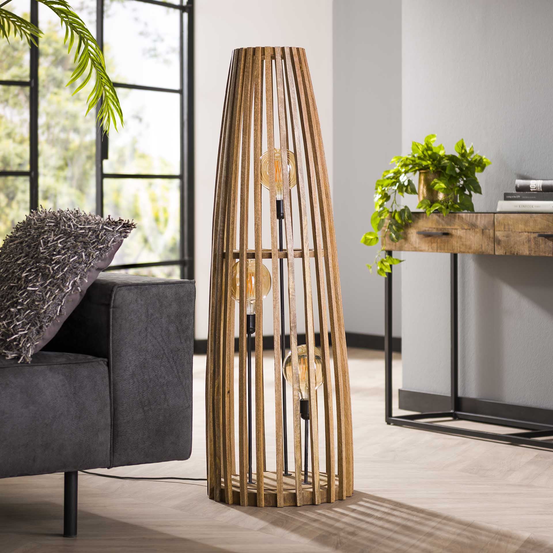 Vloerlamp Menno - Bruin - Mangohout
