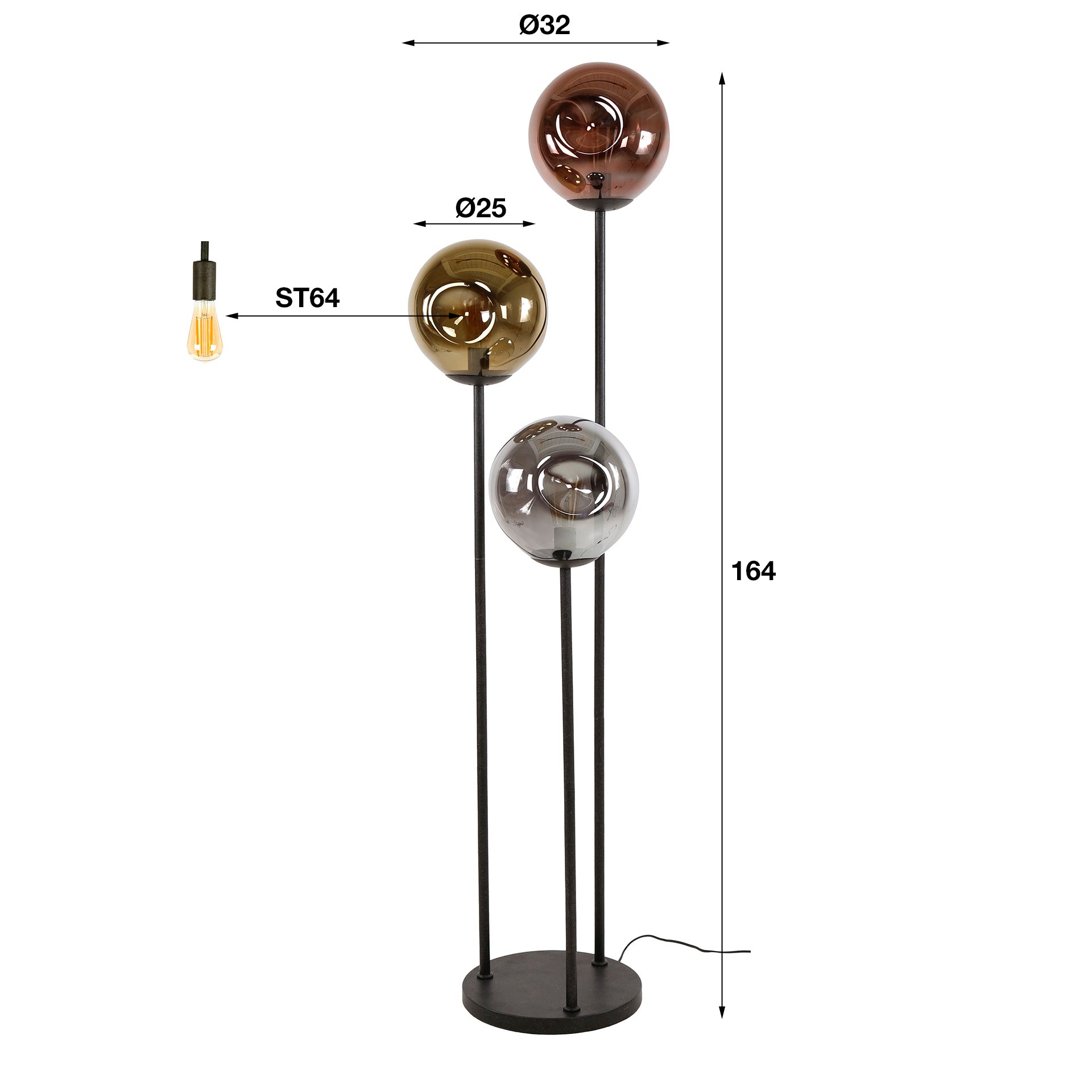 Vloerlamp Sarah - Mix - Glas - 164 cm