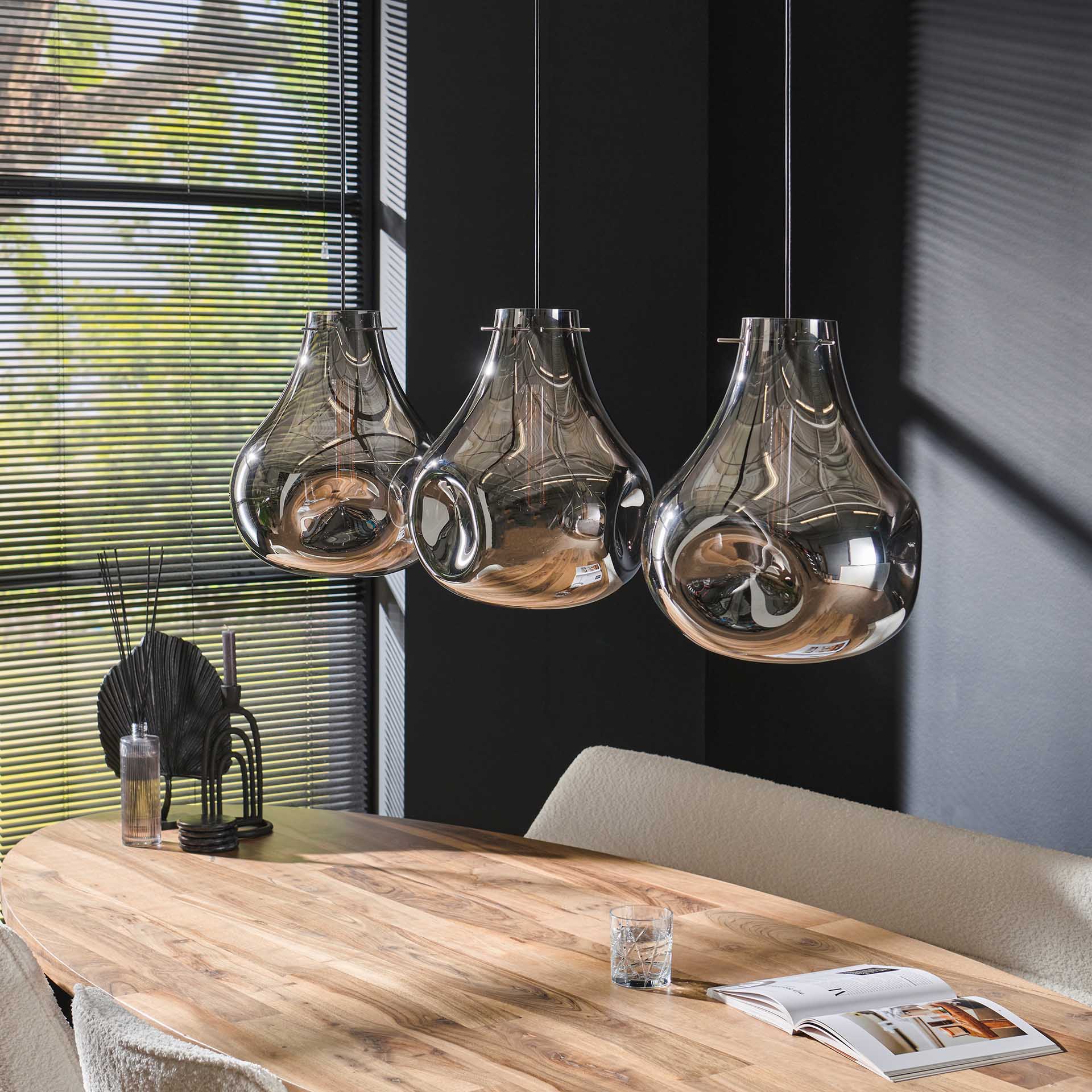 Hanglamp Ainsley - 3-lichts - Chrome - Glas