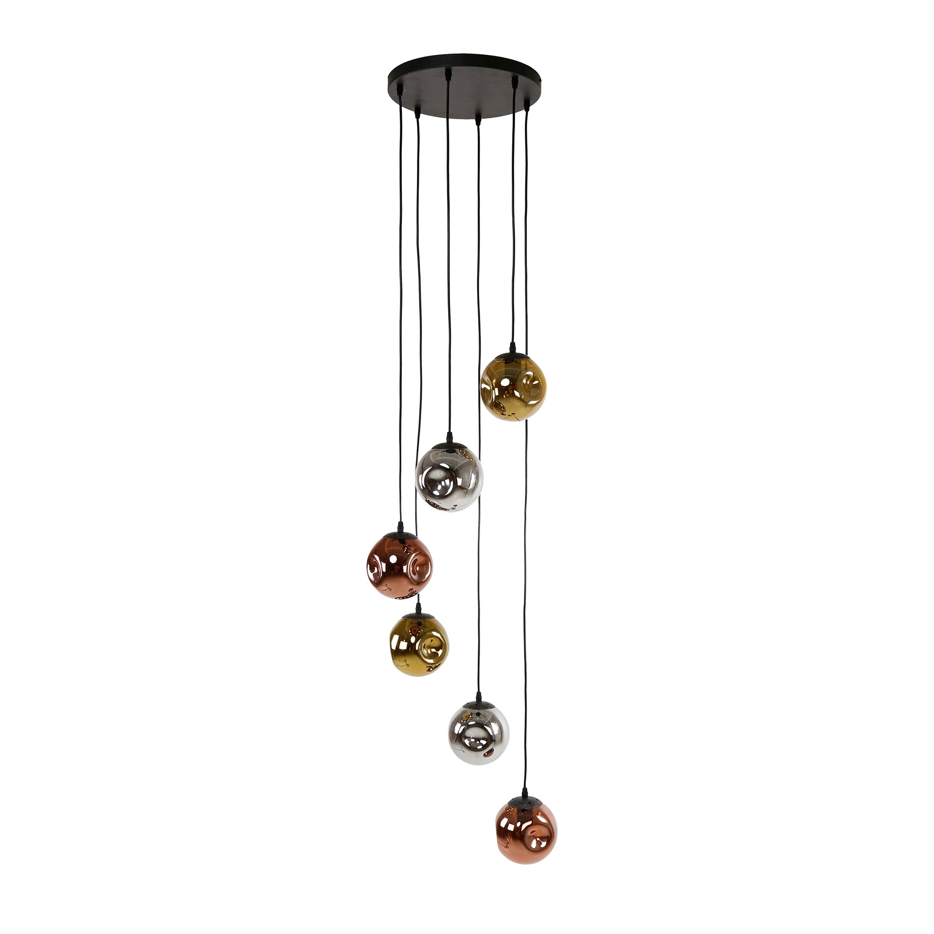 Hanglamp Petra - 6-lichts - Amber Mix - Glas
