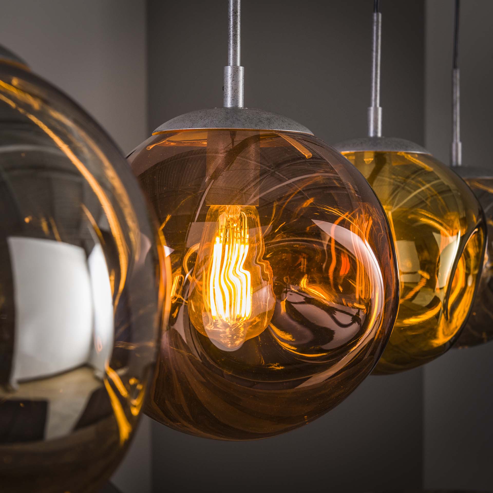 Hanglamp Tegan - 4-lichts - Amber Mix - Glas